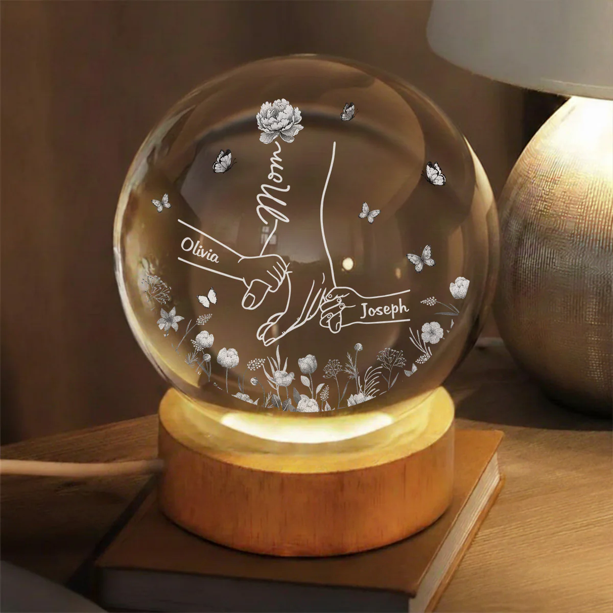 Hold My Hand - Personalized Custom Crystal Globe Lamp