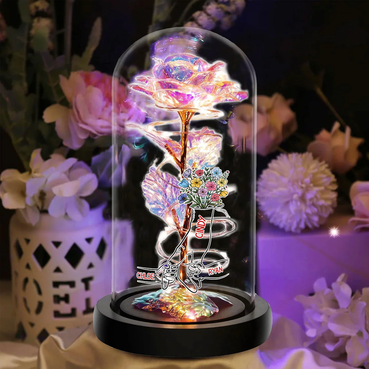 Hold My Hand - Personalized Custom Sparkly Rose - Image 3