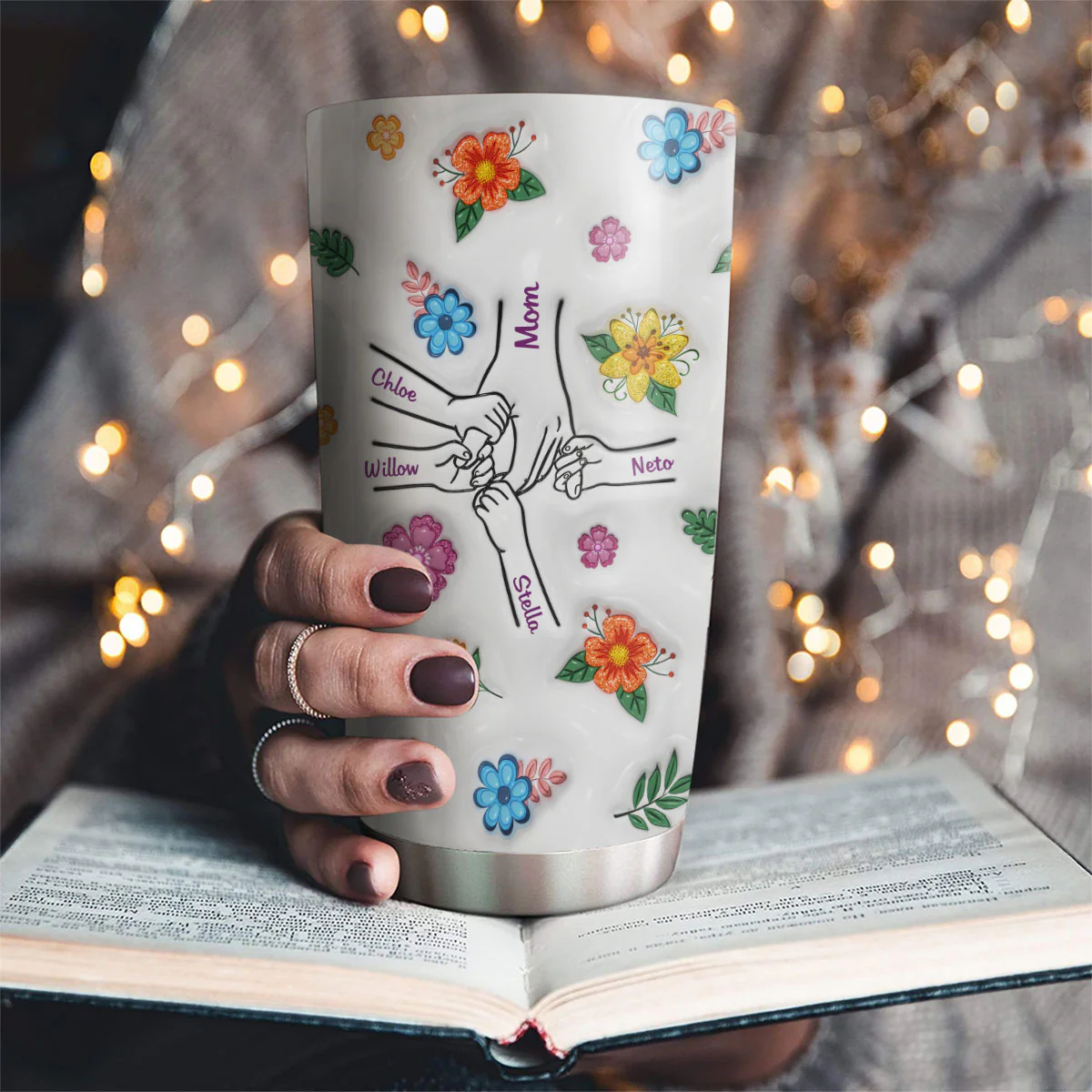 Hold My Hands, Hold My Hearts - Personalized Custom 3D Inflated Effect Tumbler - Image 2