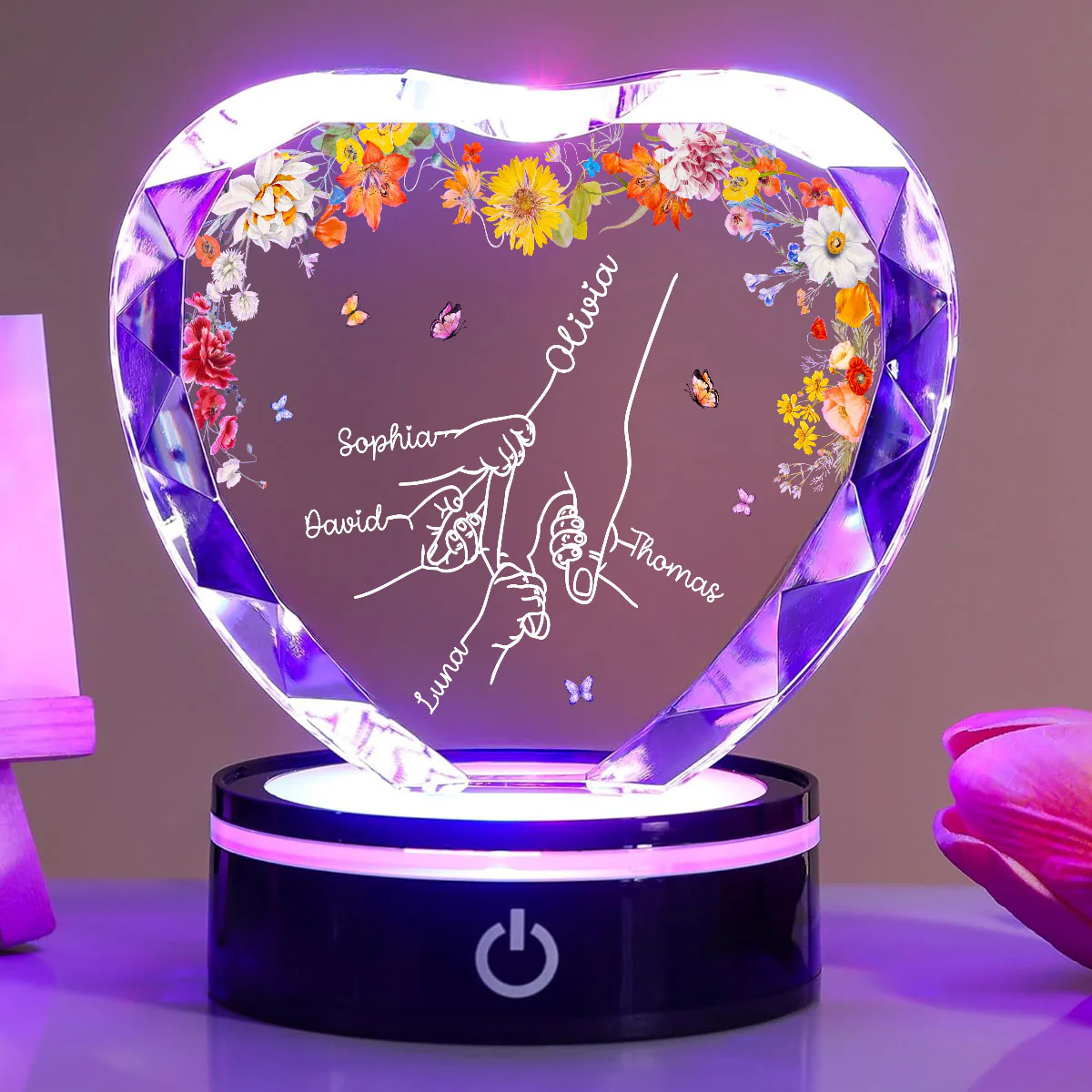 Hold Our Hand - Personalized Custom Crystal Led Light - Image 3