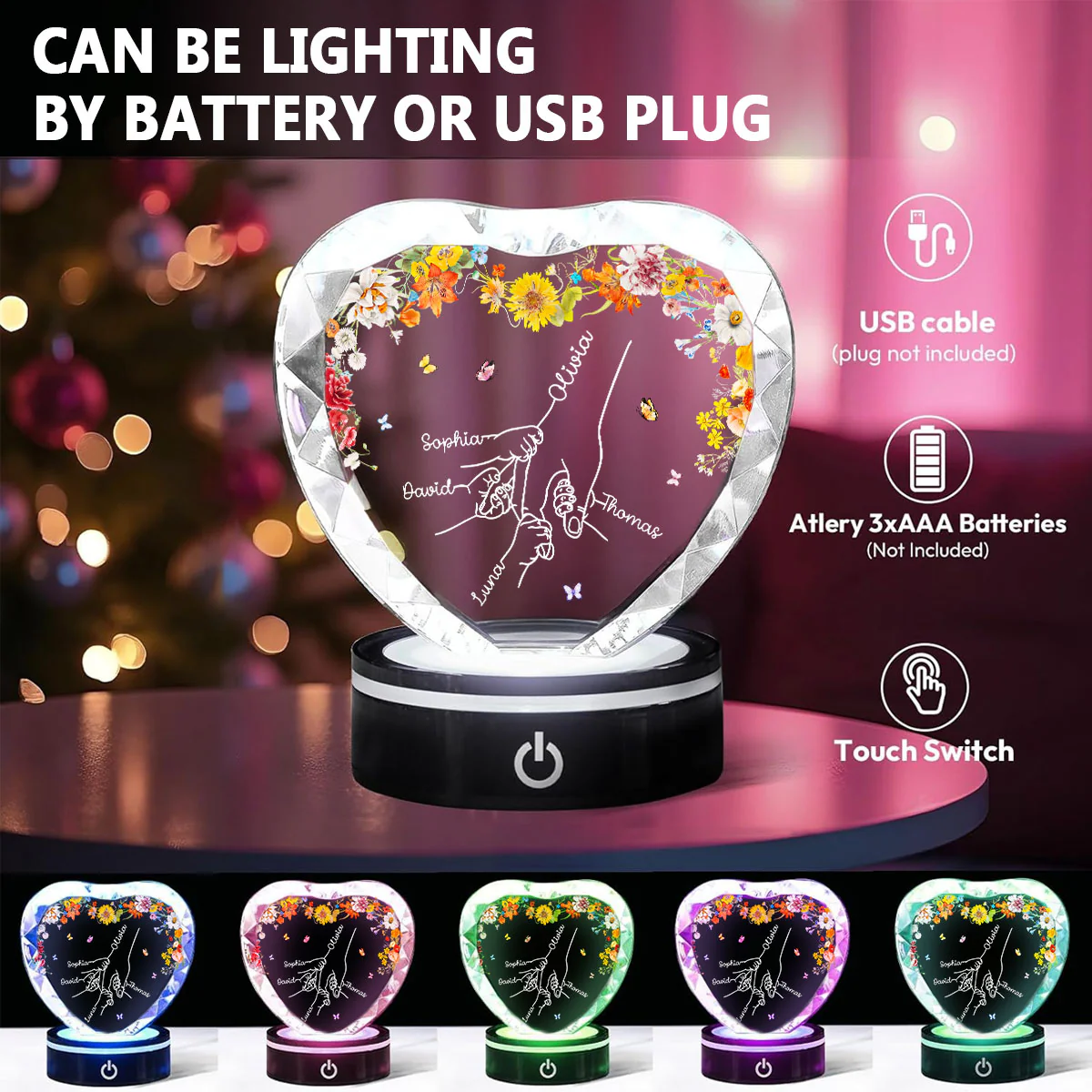 Hold Our Hand - Personalized Custom Crystal Led Light - Image 5