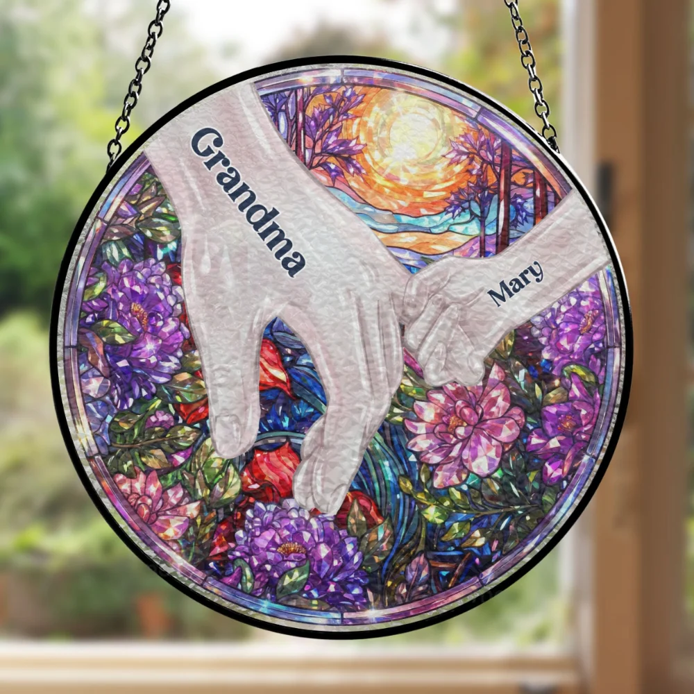 Hold Our Hands And Our Hearts 2 - Personalized Custom Window Hanging Suncatcher - Image 5