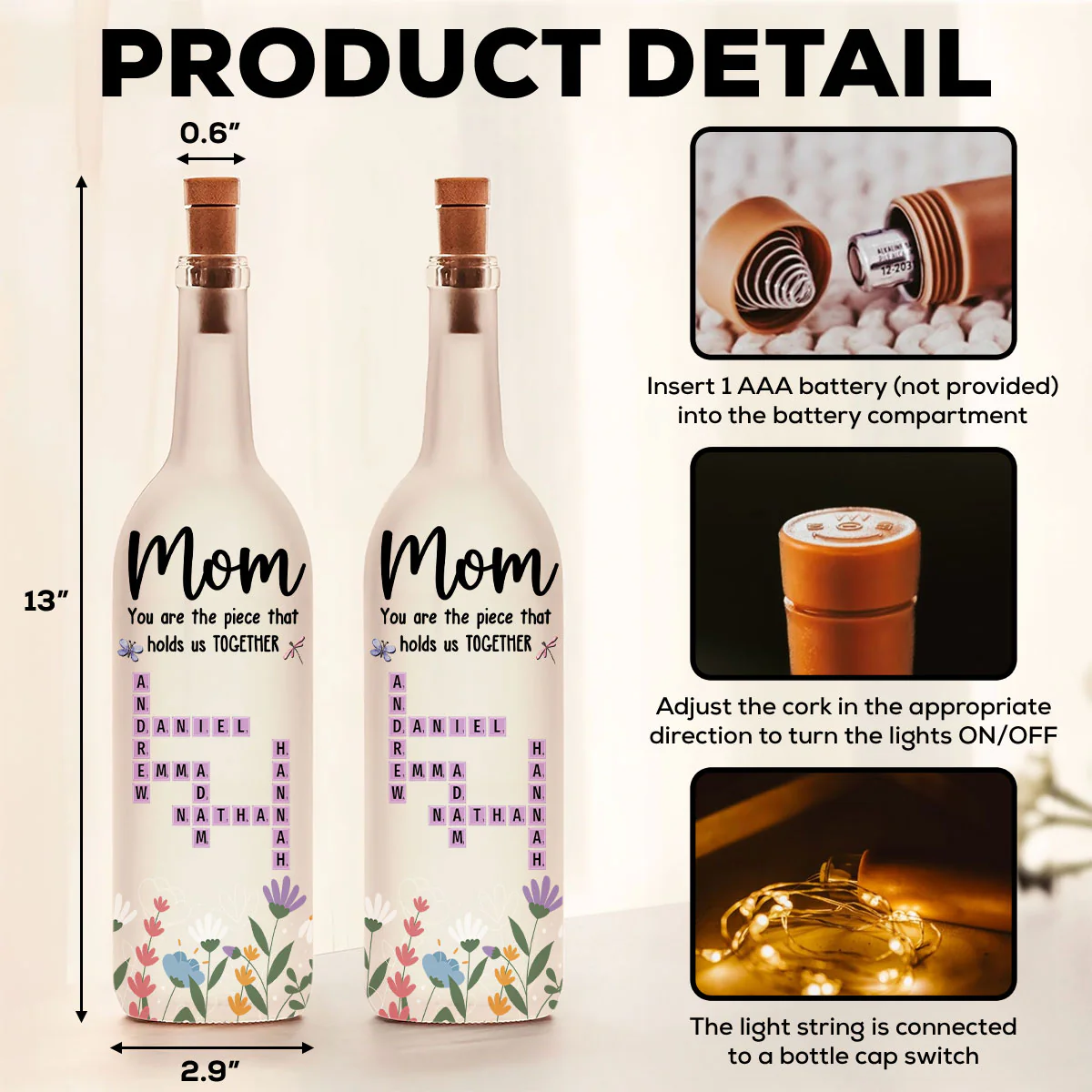 Hold Us Together - Personalized Custom Bottle Lamp - Image 6