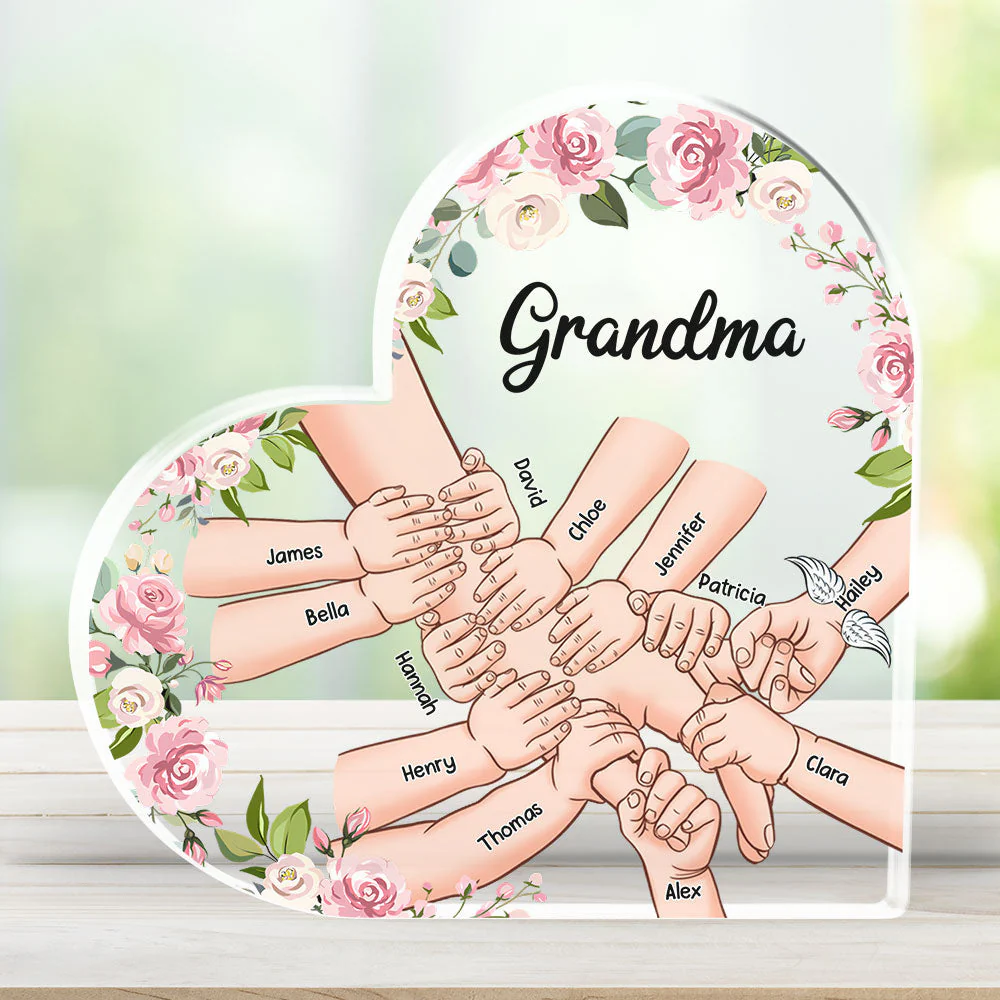 Holding Hand With Grandkids - Personalized Custom Acrylic Plaque - Image 3