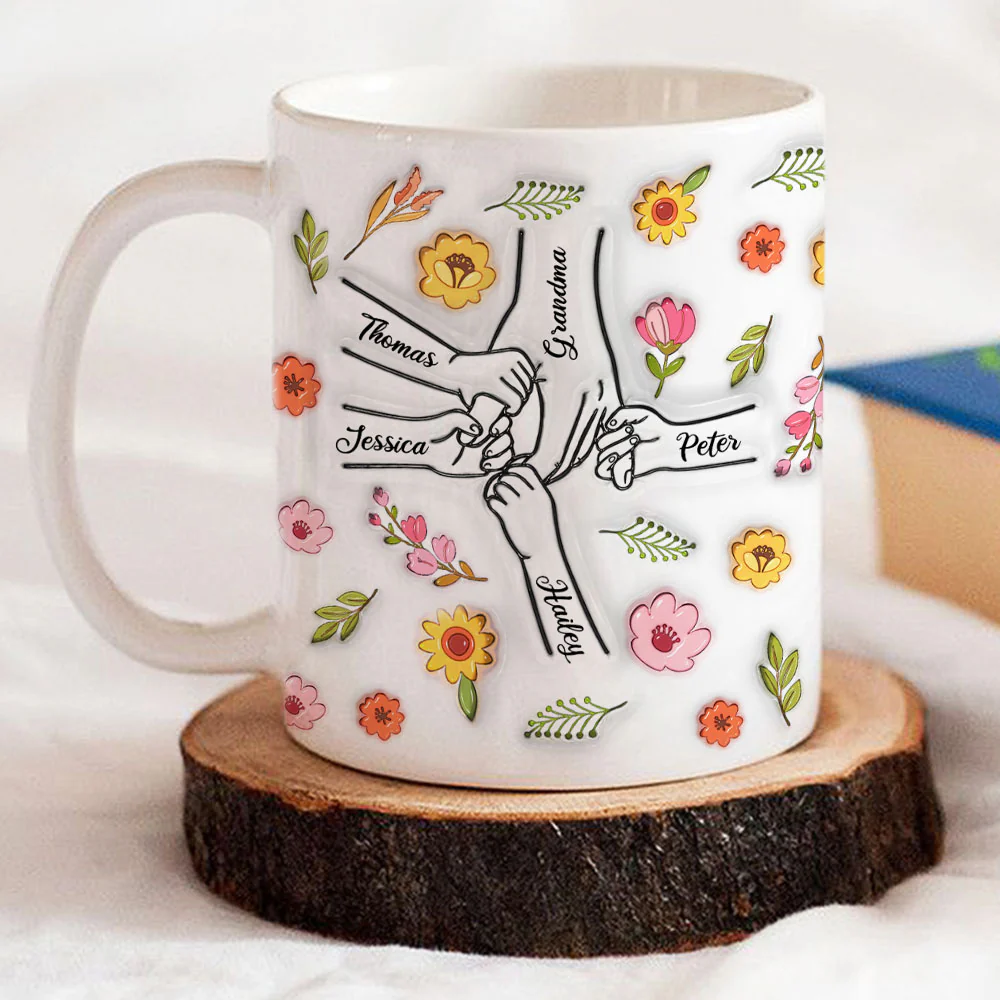 Holding Hands Grandma - Personalized Custom 3D Inflated Effect Mug - Image 2
