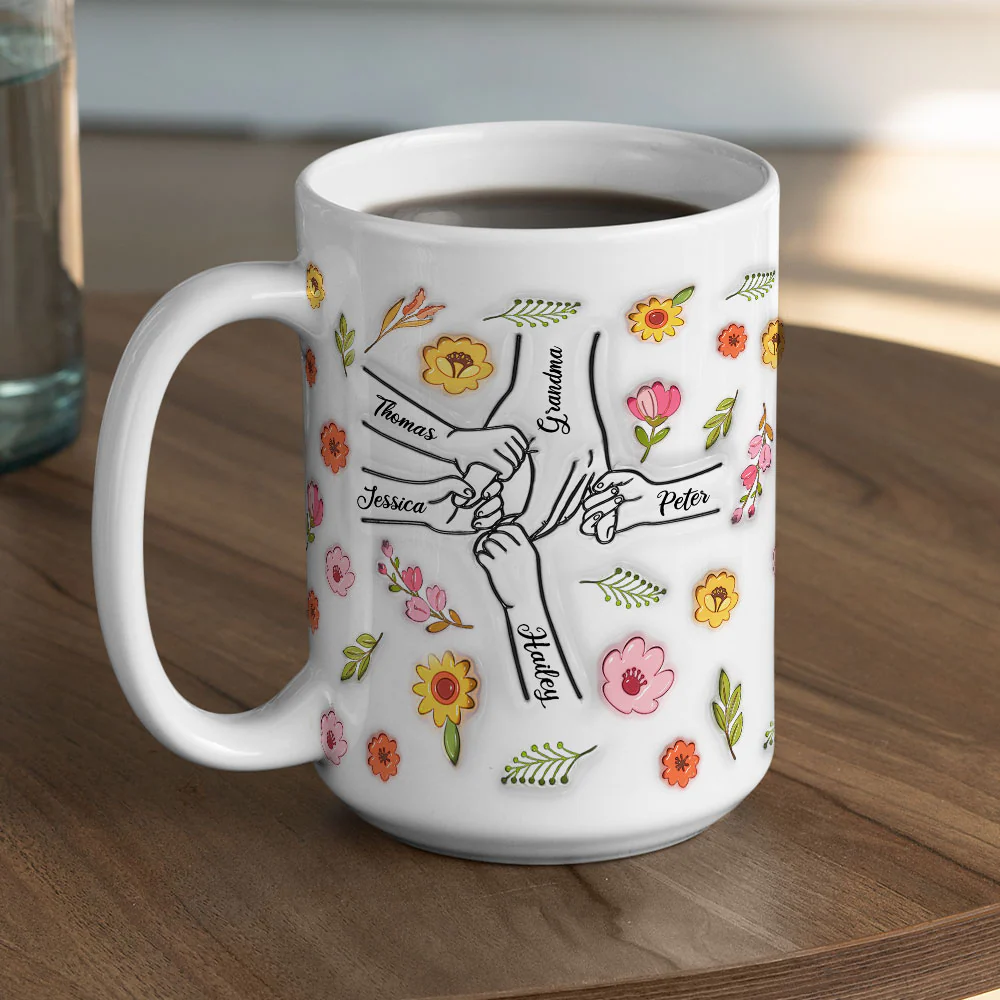 Holding Hands Grandma - Personalized Custom 3D Inflated Effect Mug - Image 5