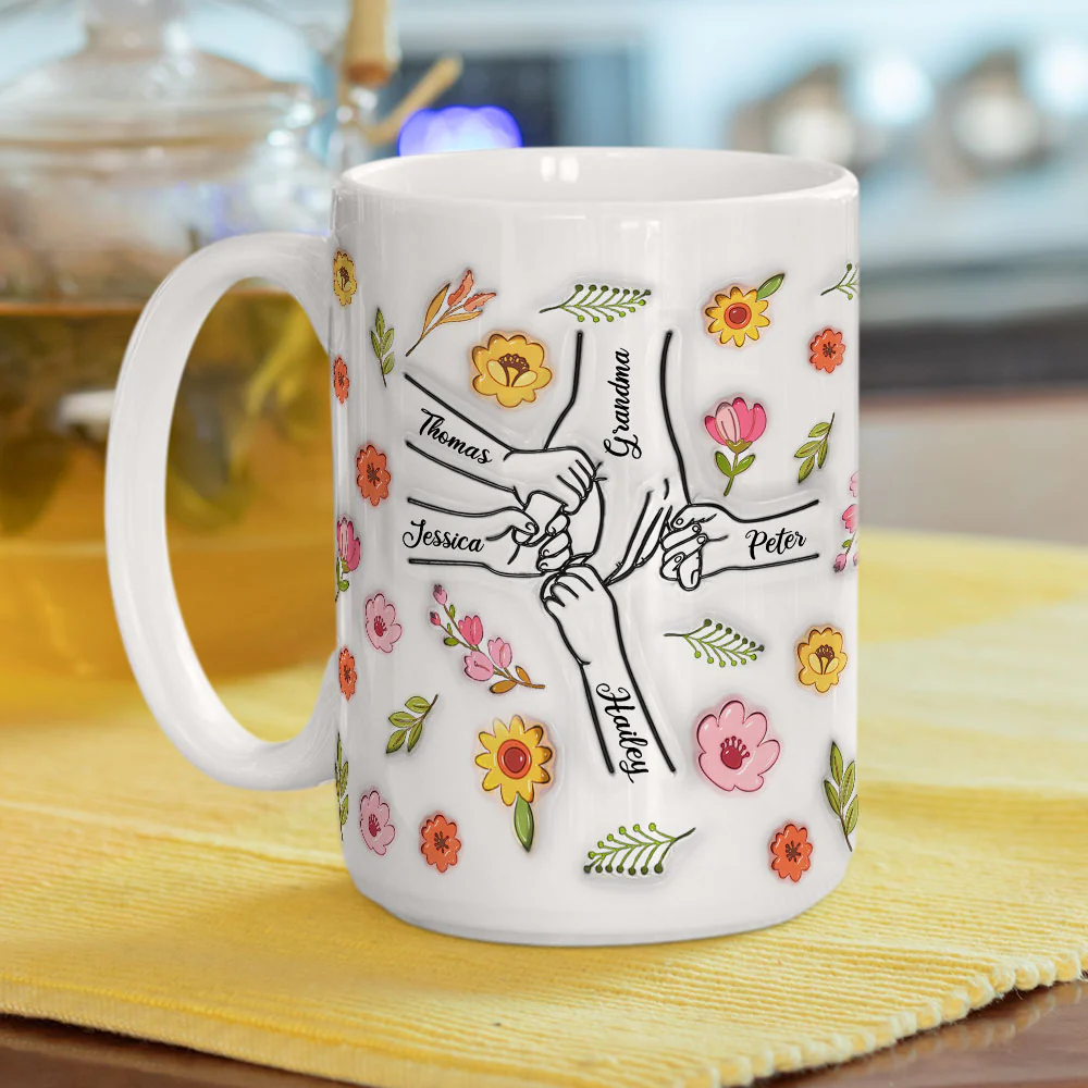 Holding Hands Grandma - Personalized Custom 3D Inflated Effect Mug - Image 6