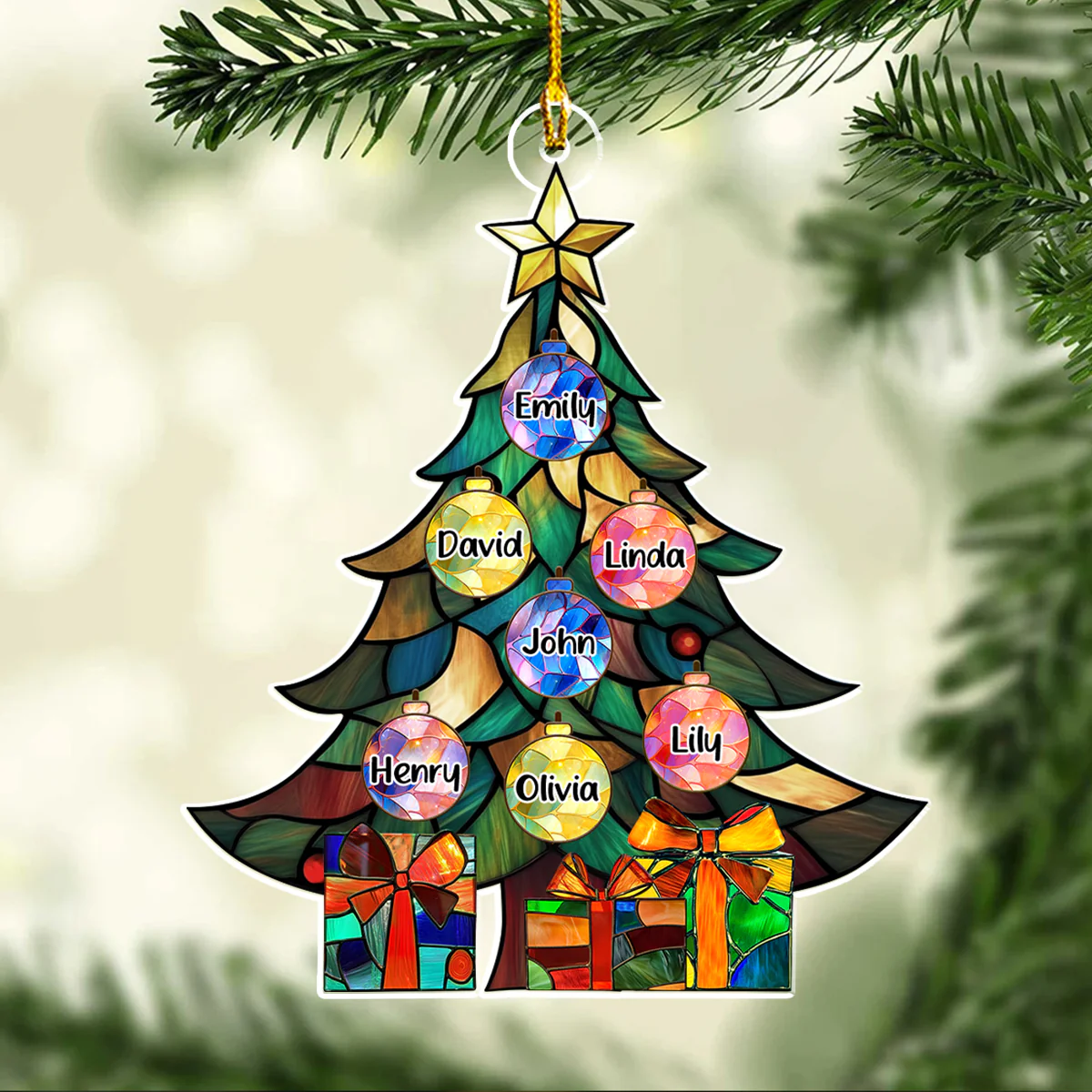 Holiday Family Tree - Personalized Custom Acrylic Ornament - Image 4