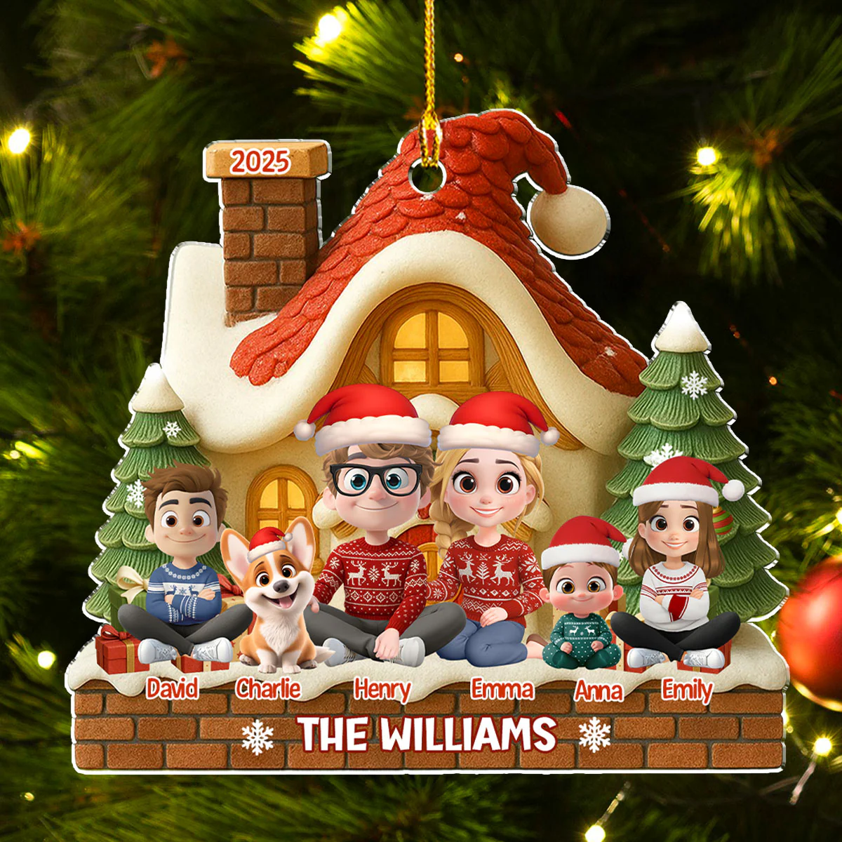 Holiday Hearts - Personalized Custom Acrylic Ornament