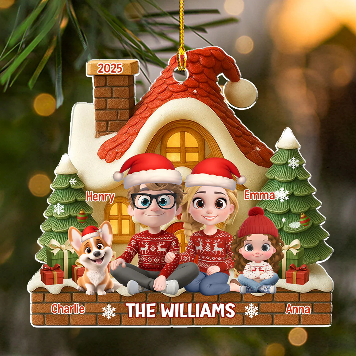 Holiday Hearts - Personalized Custom Acrylic Ornament - Image 2