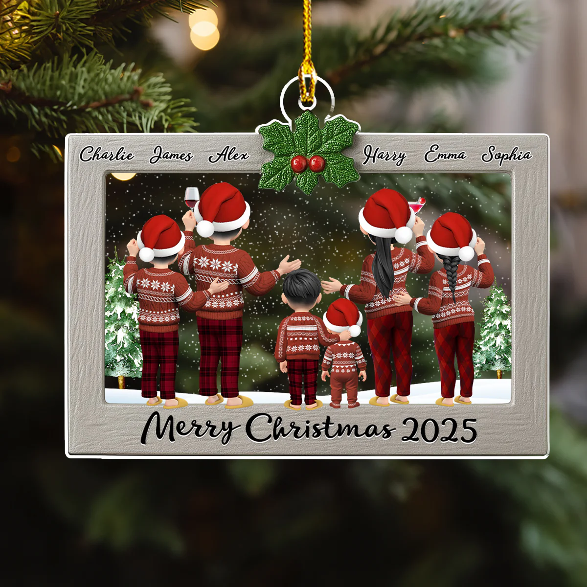 Holiday Love Frame - Personalized Custom Acrylic Ornament