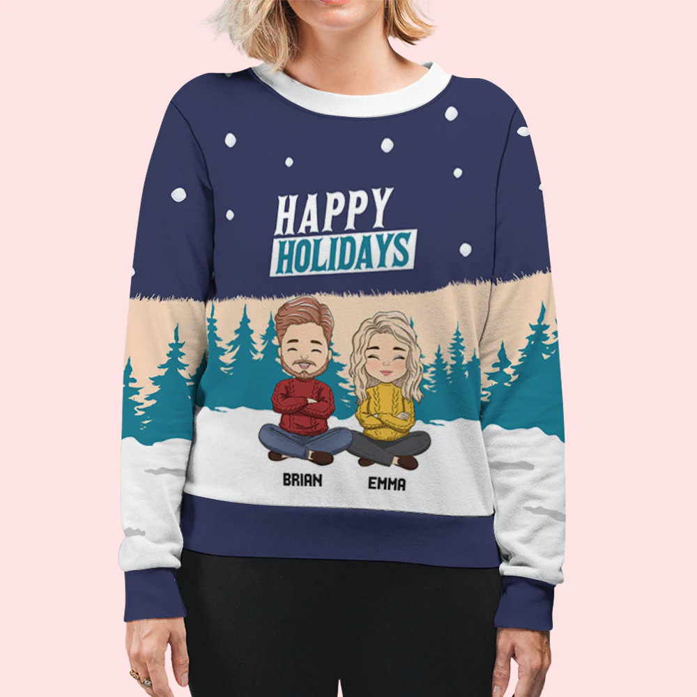 Holiday Sweatshirt - Personalized Custom All-Over-Print Sweatshirt - Image 4