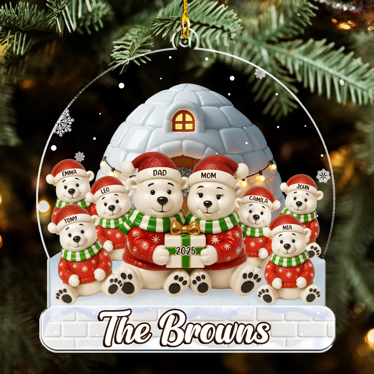 Holly Jolly Family Time - Personalized Custom Acrylic Ornament - Image 3