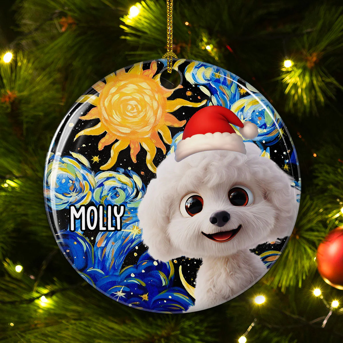 Holy Night - Personalized Custom Ceramic Ornament - Image 2