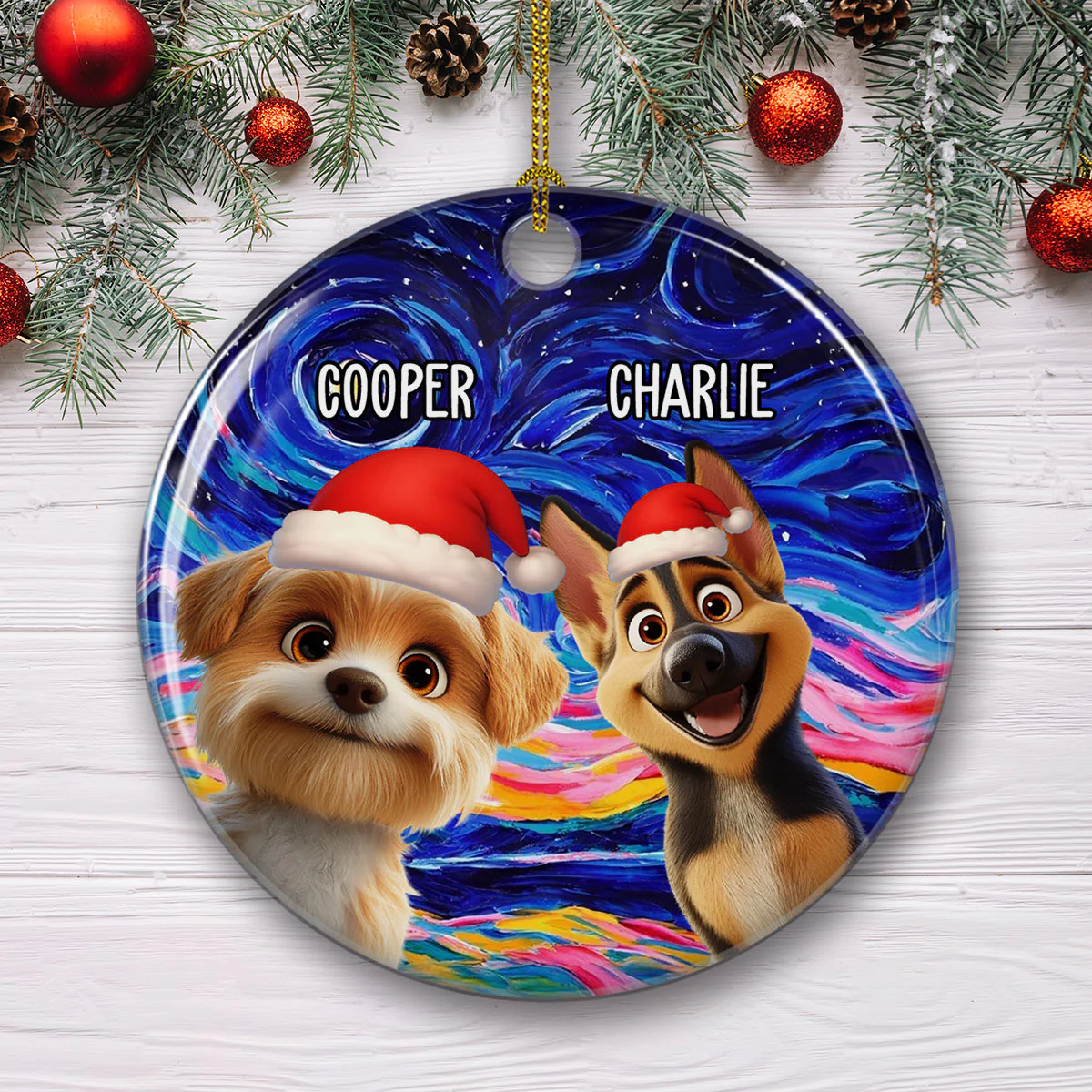 Holy Night - Personalized Custom Ceramic Ornament - Image 3