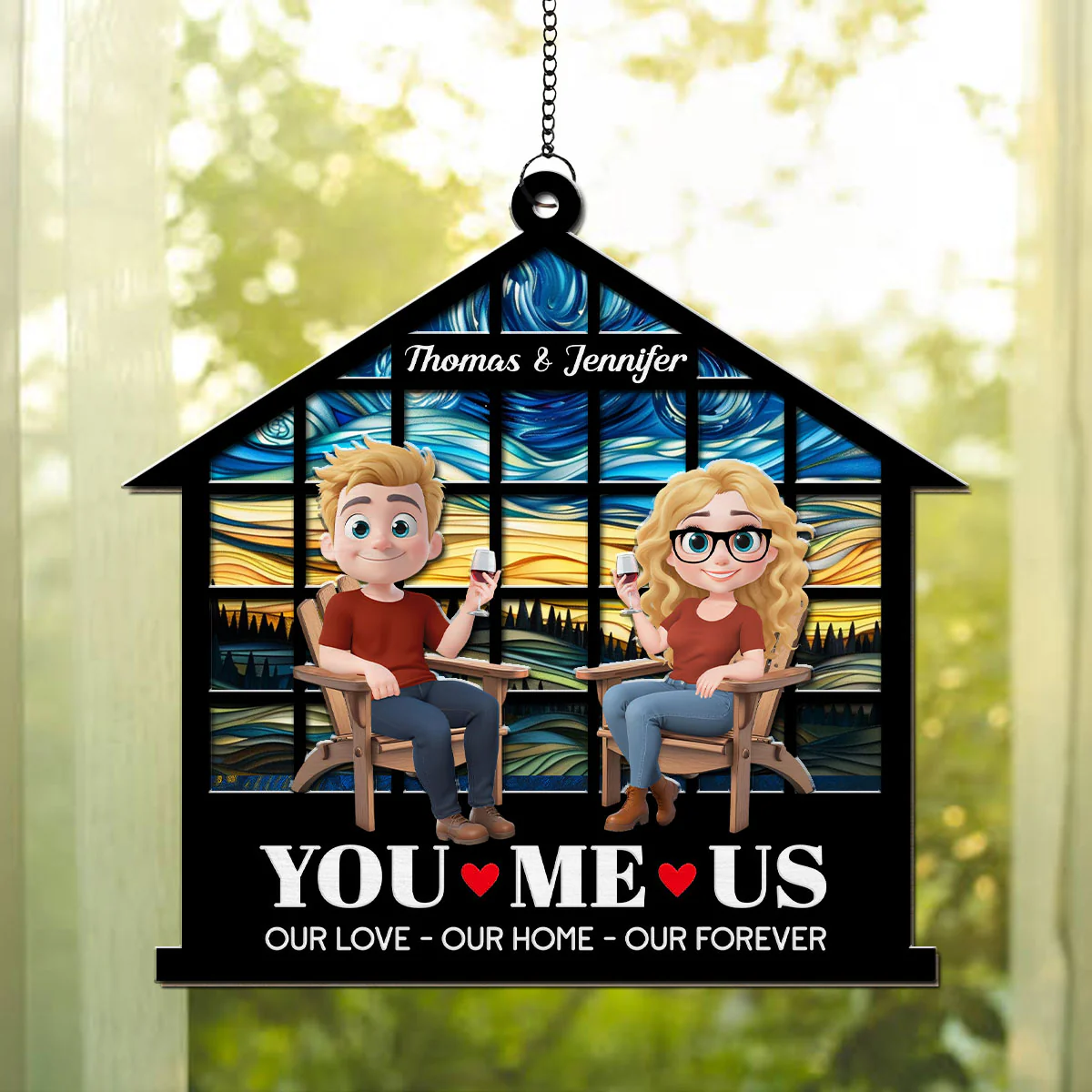 Home Begins With Our Love -  Personalized Custom Suncatcher - Image 2