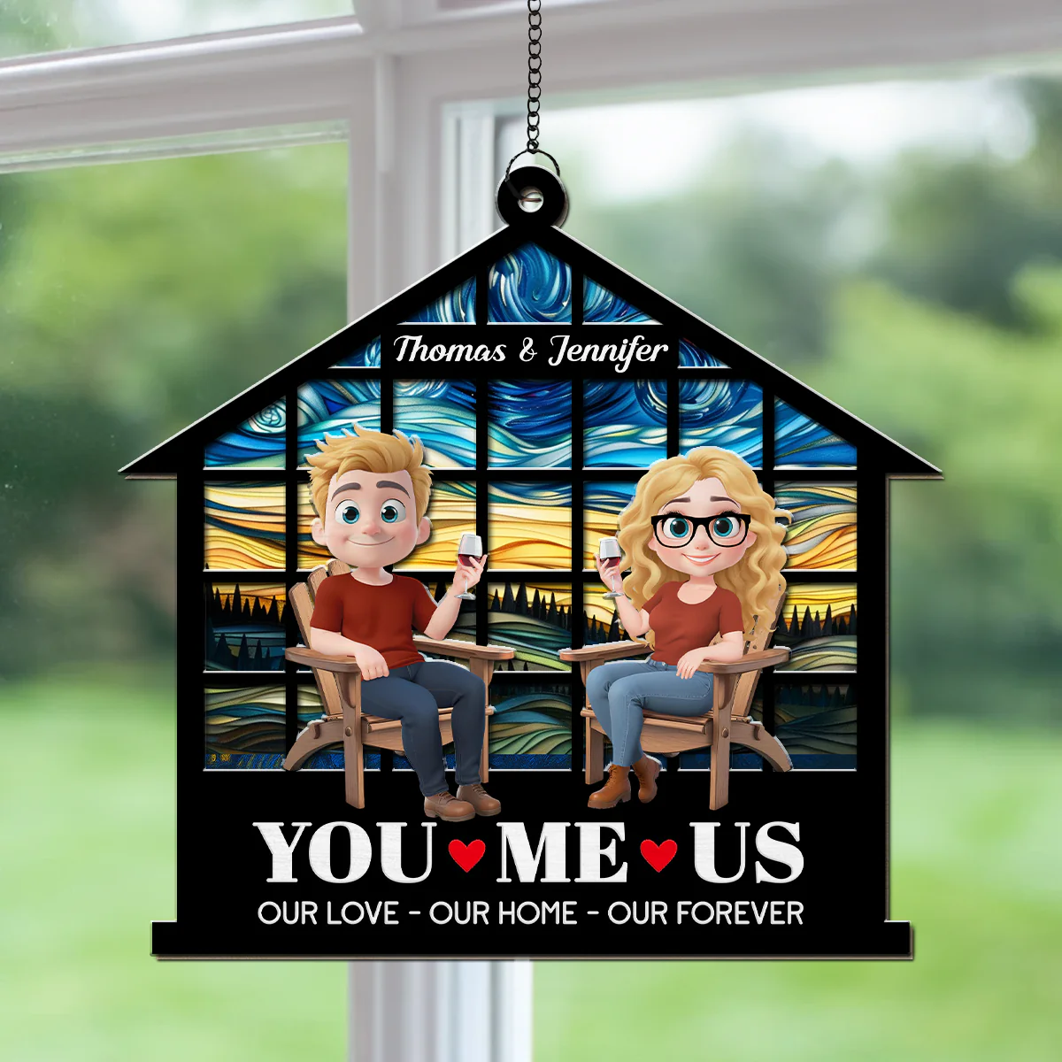 Home Begins With Our Love -  Personalized Custom Suncatcher - Image 3