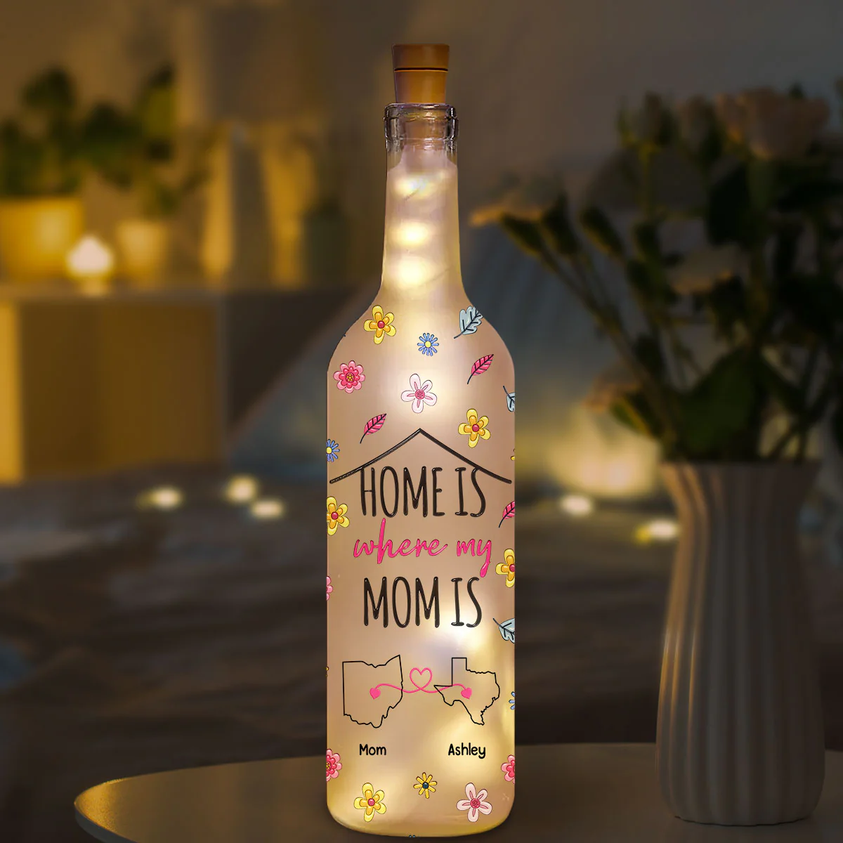 Home Is Where My Mom Is - Personalized Custom 3D Inflated Effect Bottle Lamp - Image 4