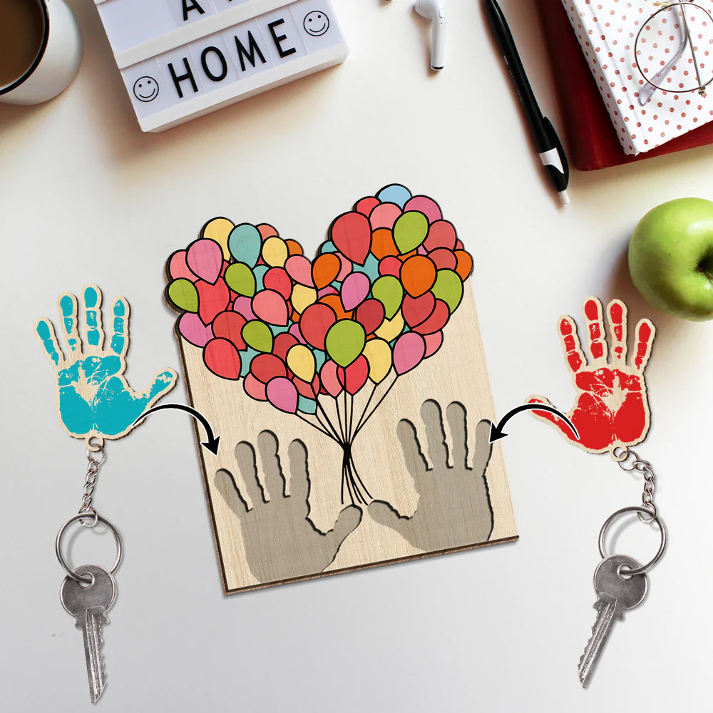 Home Is Where The Heart Is - Personalized Custom Wooden Key Holder With Keychain - Image 2