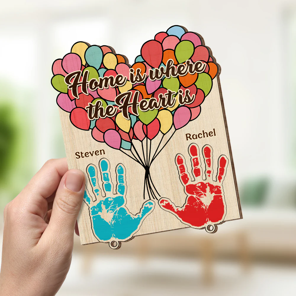 Home Is Where The Heart Is - Personalized Custom Wooden Key Holder With Keychain - Image 4