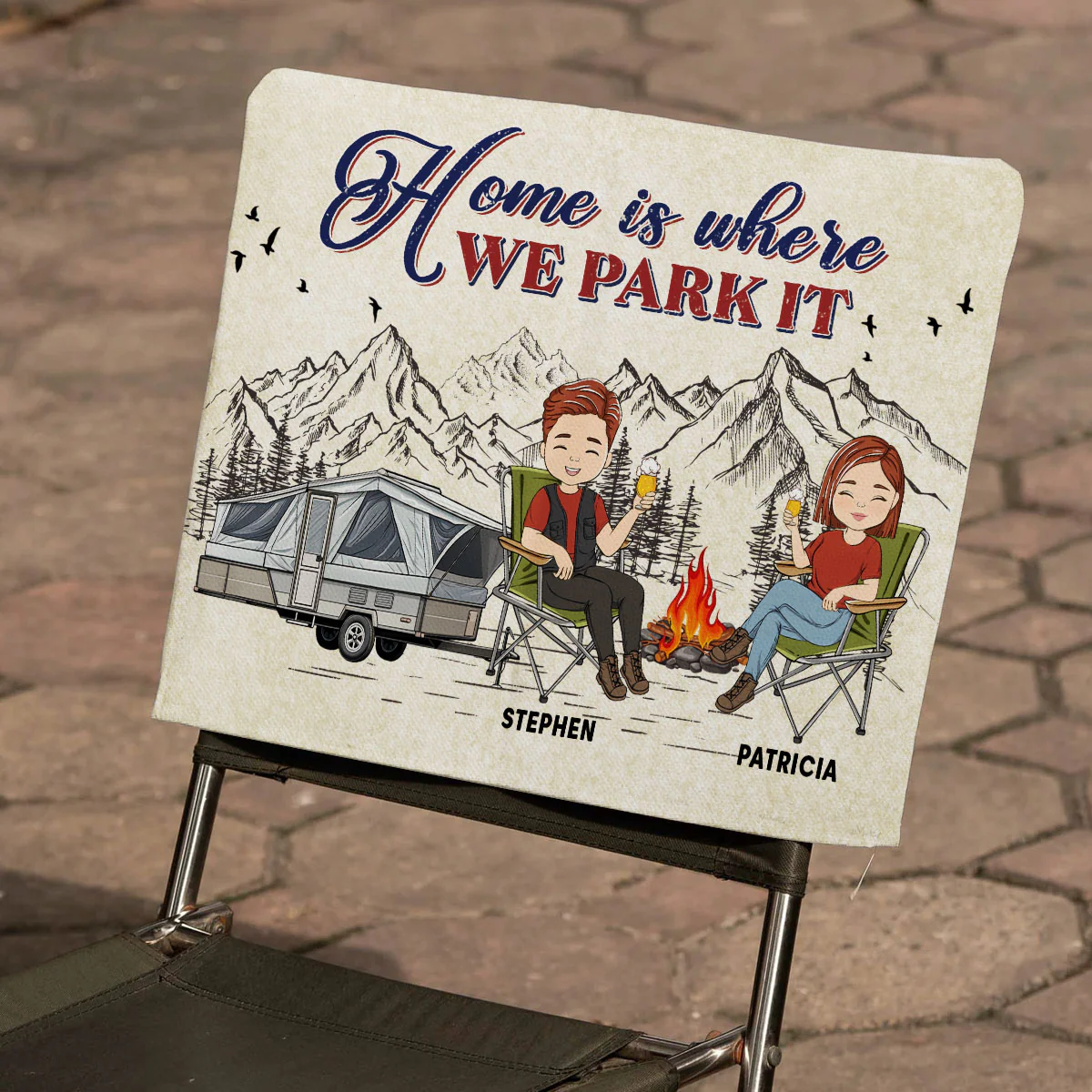 Home Is Where We Park It - Personalized Custom Camping Chair Cover - Image 3