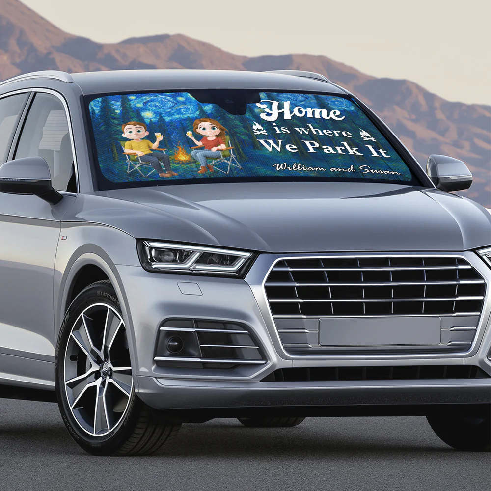 Home Is Where We Park It - Personalized Custom Car Sunshade - Image 4