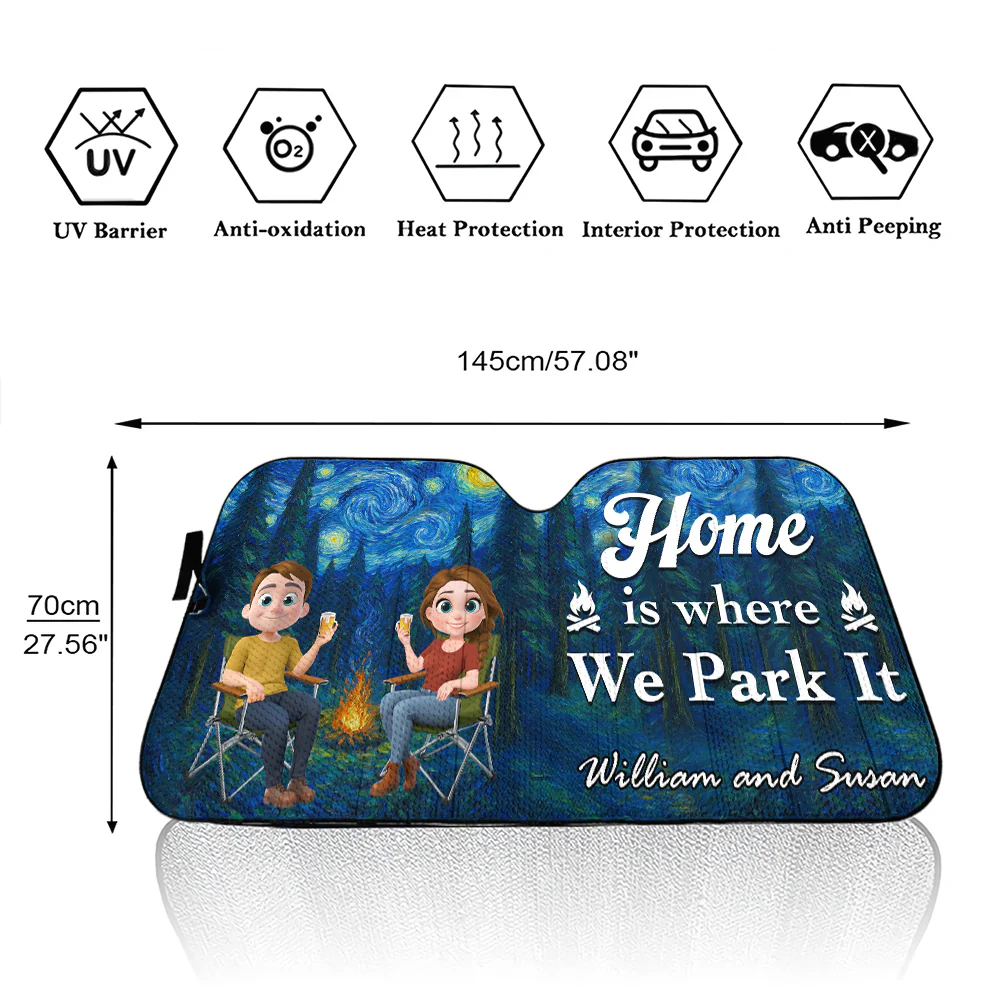 Home Is Where We Park It - Personalized Custom Car Sunshade - Image 6