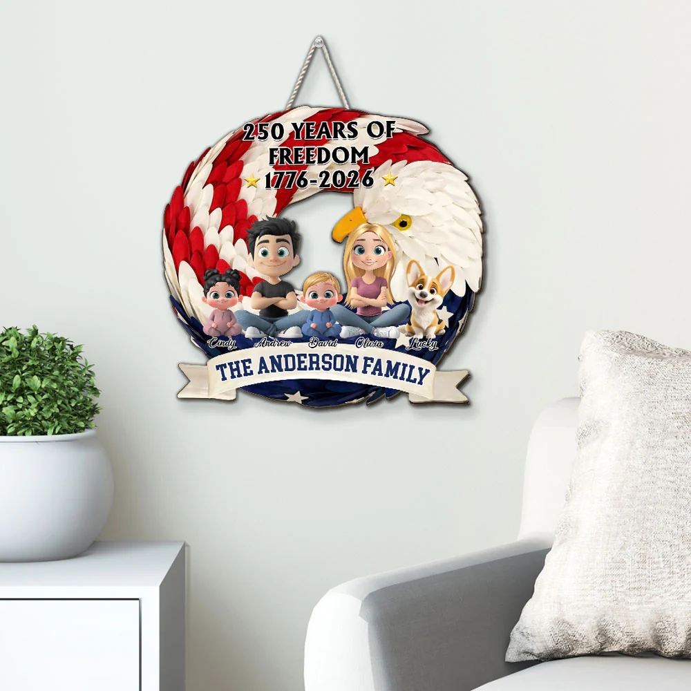 Home Of The Free - Personalized Custom Wood Sign - Image 3