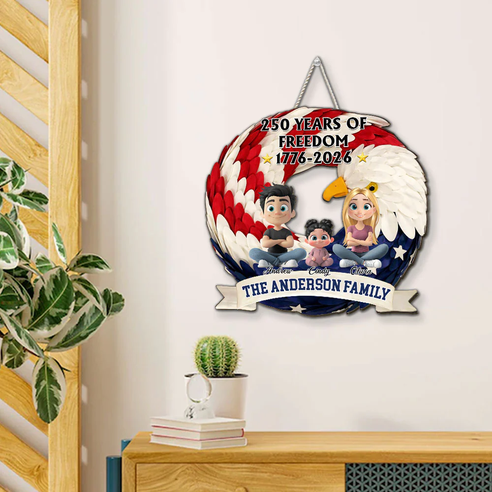 Home Of The Free - Personalized Custom Wood Sign - Image 4