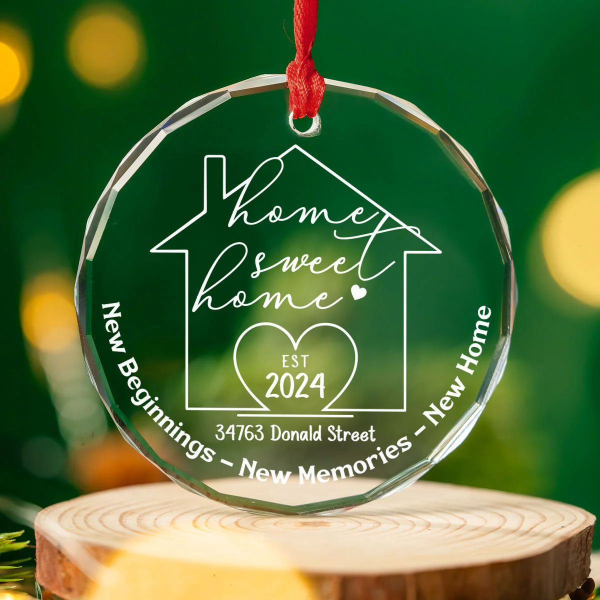 Home Sweet Home - Personalized Custom Glass Ornament - Image 4