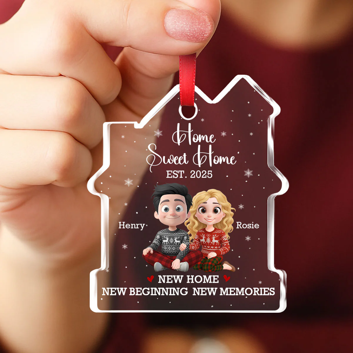 Home Sweet - Personalized Custom House Shaped Glass Ornament - Image 4