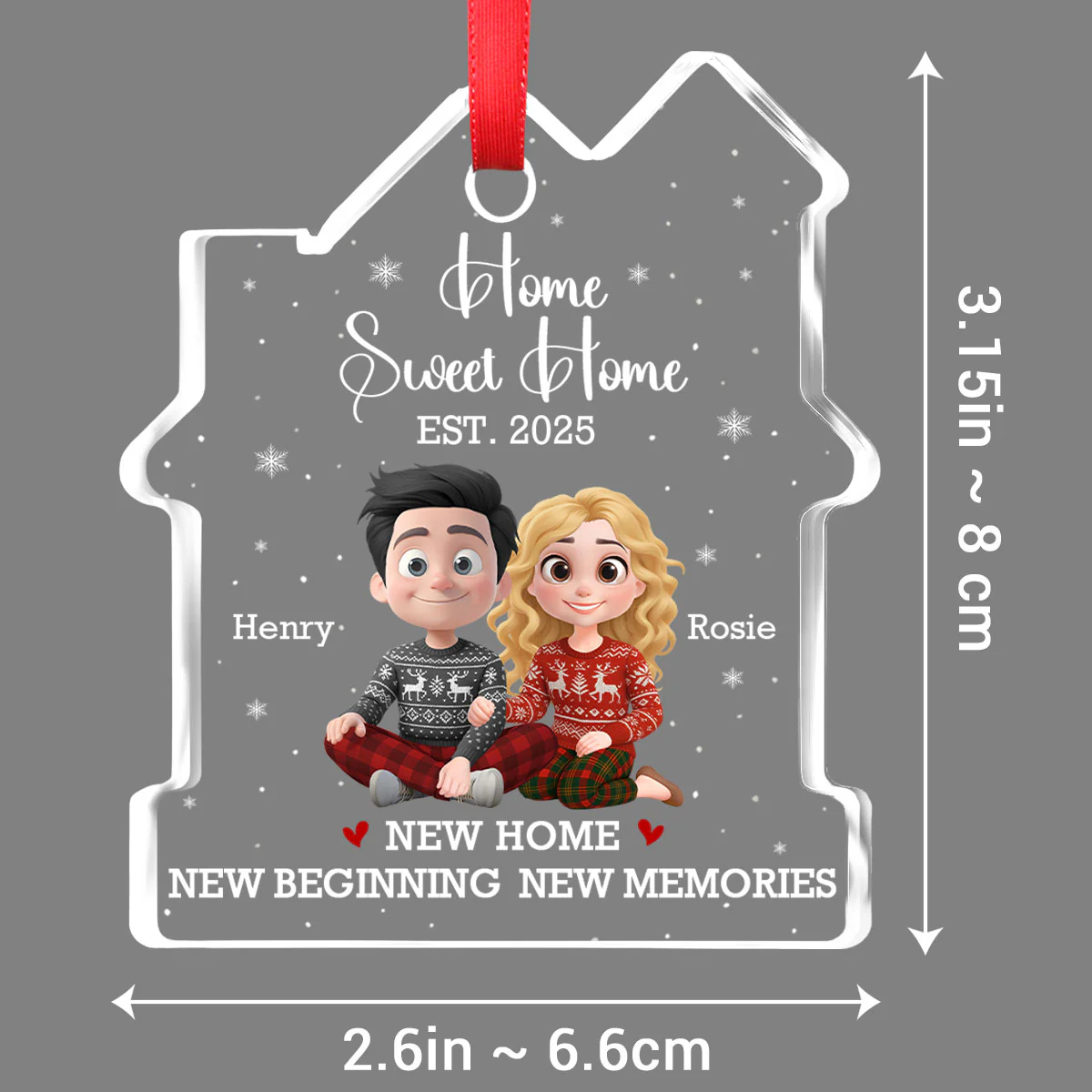 Home Sweet - Personalized Custom House Shaped Glass Ornament - Image 6