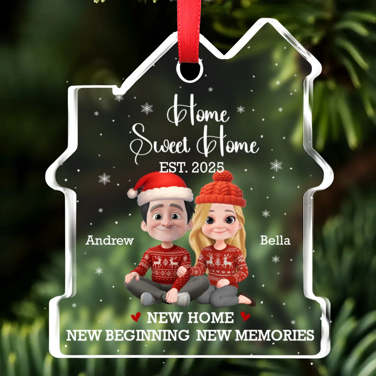 Home Sweet - Personalized Custom House Shaped Glass Ornament - Image 7