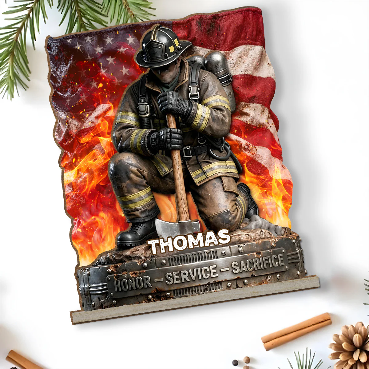 Honor Service Sacrifice - Personalized Custom 2-Layer Wood Plaque With Flat Base - Image 5