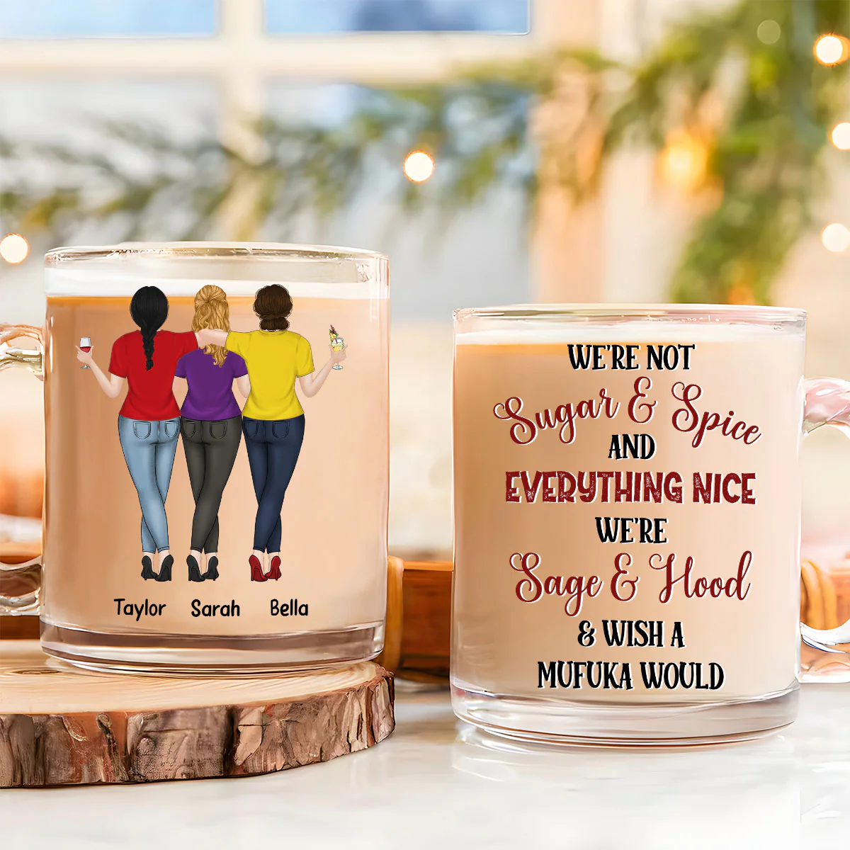 Hood Best Friends - Personalized Custom Glass Mug - Image 2