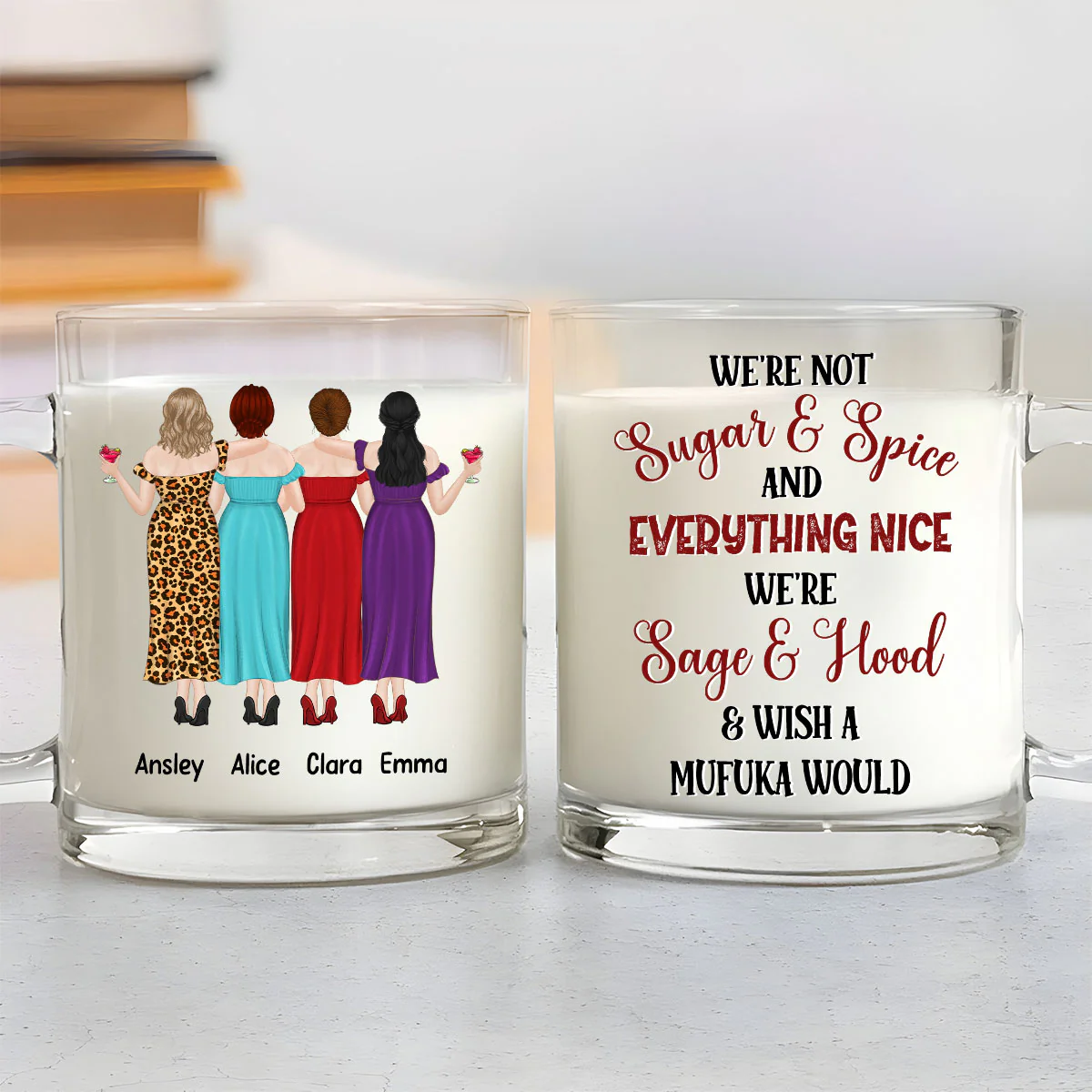 Hood Best Friends - Personalized Custom Glass Mug - Image 3