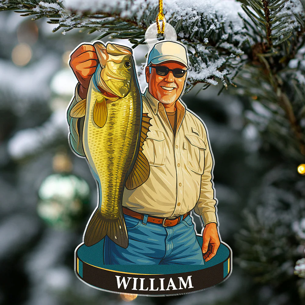 Hooked On Happiness - Personalized Custom Acrylic Ornament - Image 3