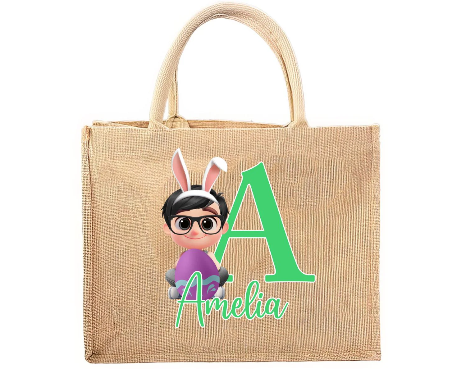 Hoppy Easter Fun - Personalized Custom Jute Tote Bag - Image 7