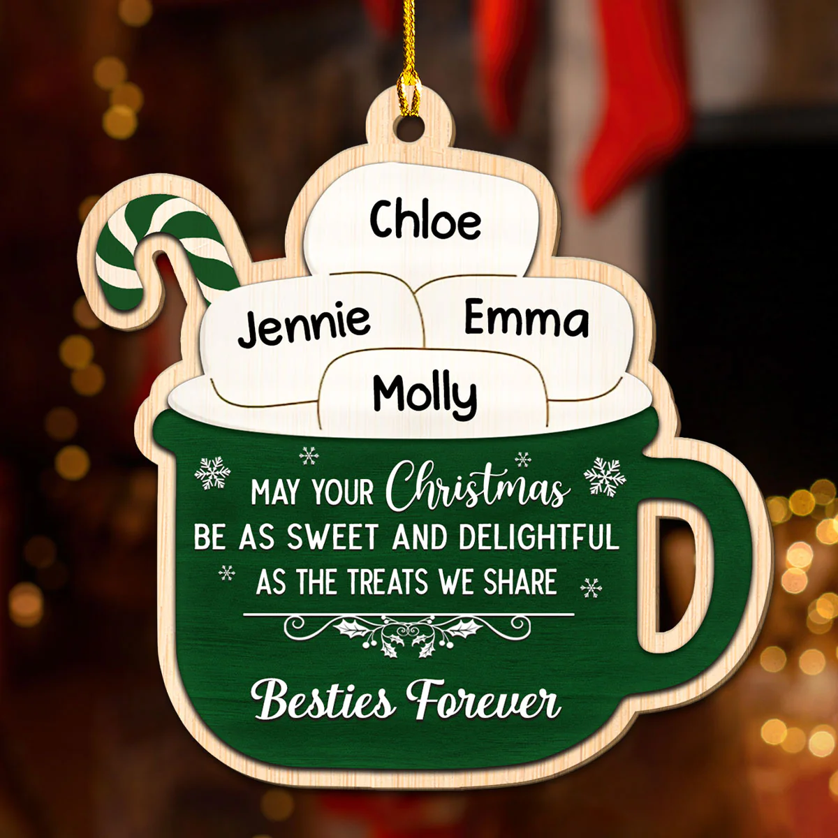 Hot Cocoa Sweet And Delightful - Personalized Custom Wood Ornament - Image 4
