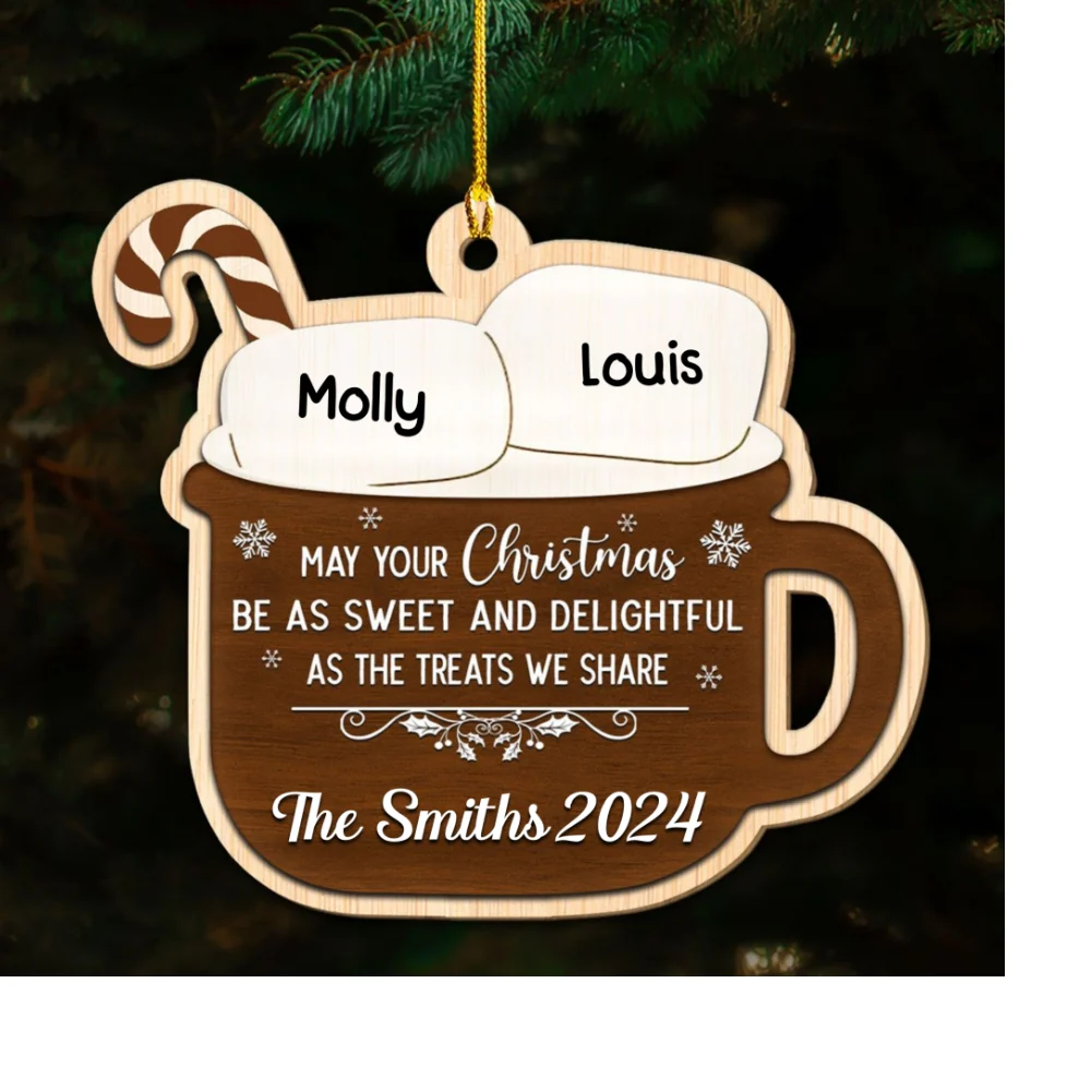 Hot Cocoa Sweet And Delightful - Personalized Custom Wood Ornament - Image 5