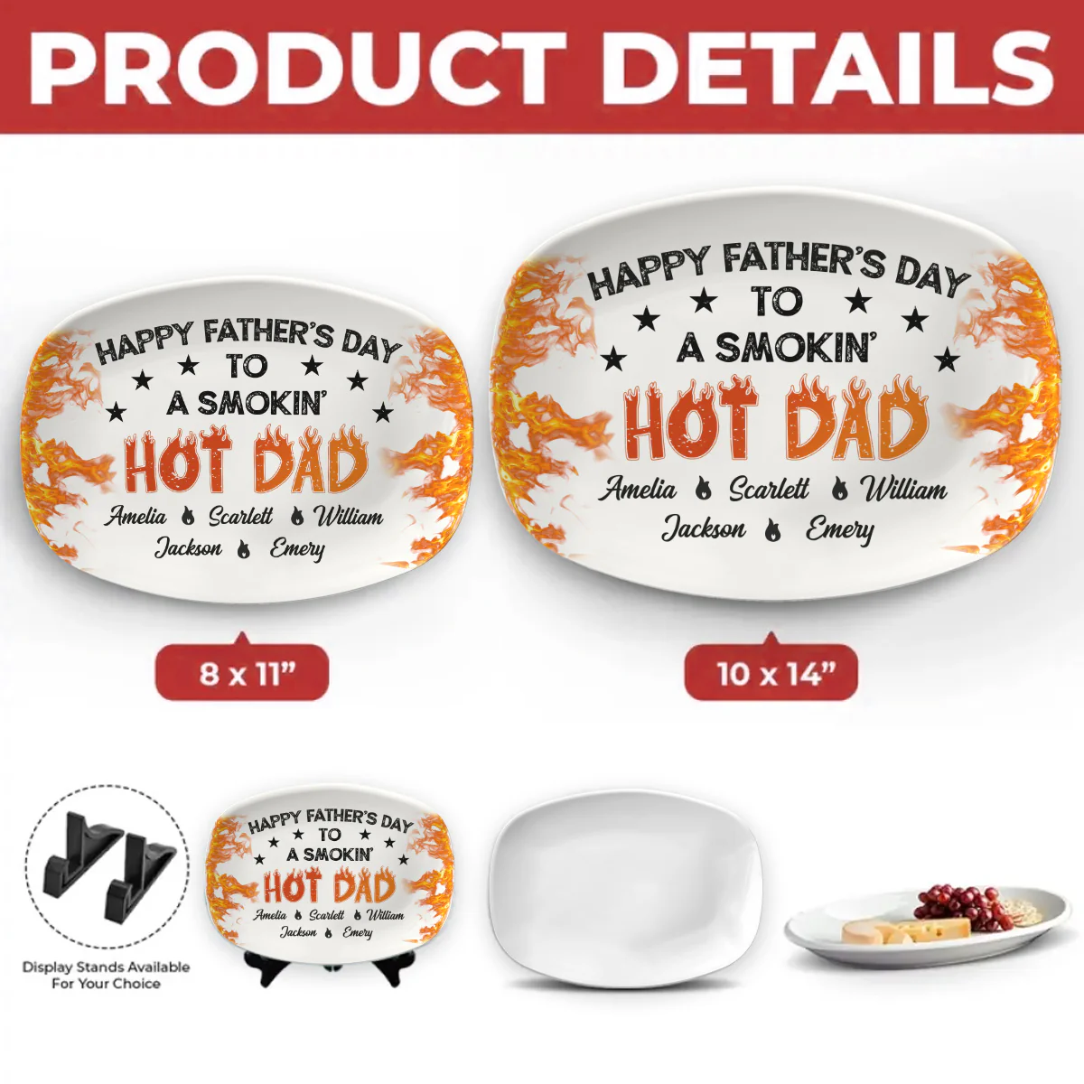 Hot On The Grill Dad - Personalized Custom Platter - Image 4