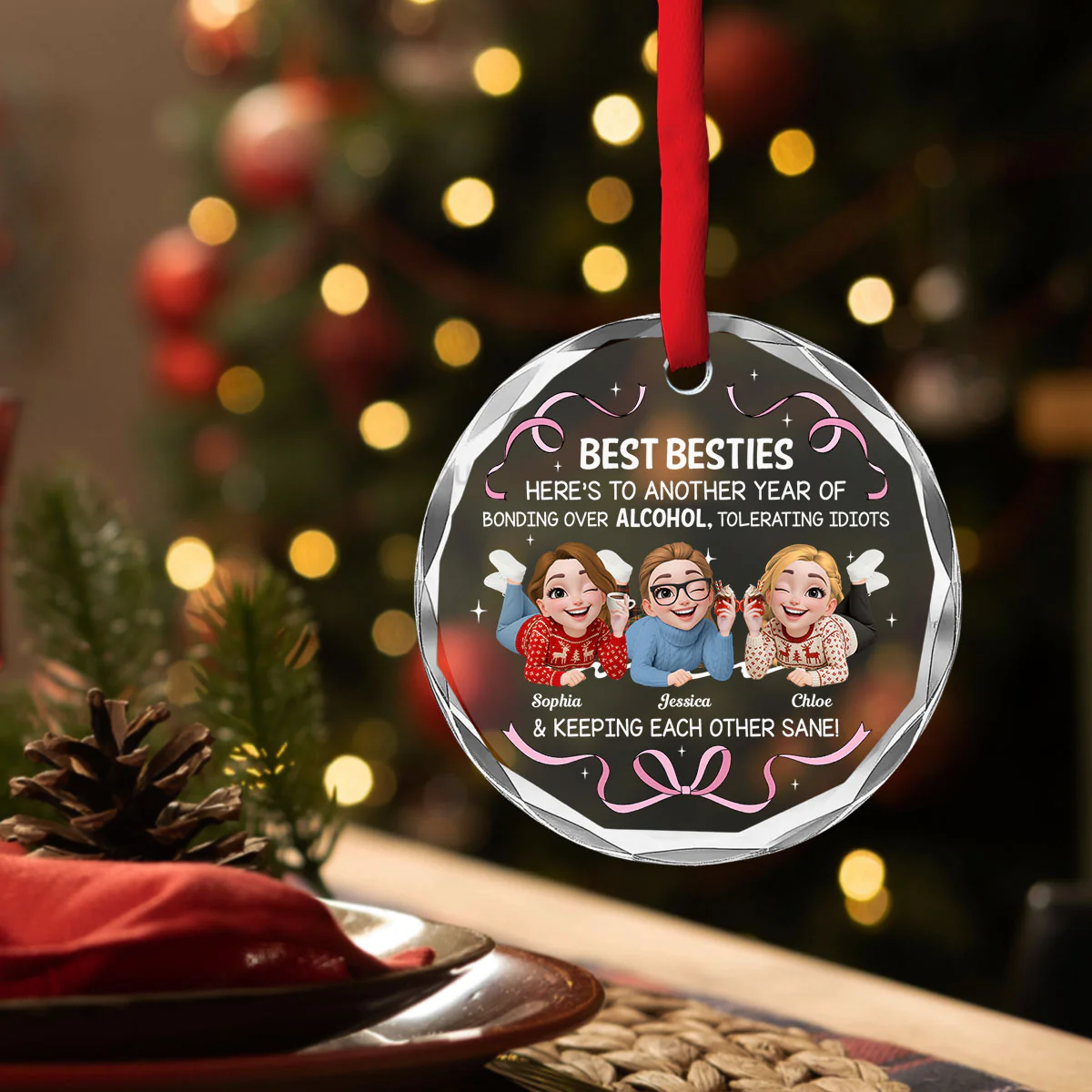 Hotter With Every Hangover - Personalized Custom Glass Ornament - Image 3