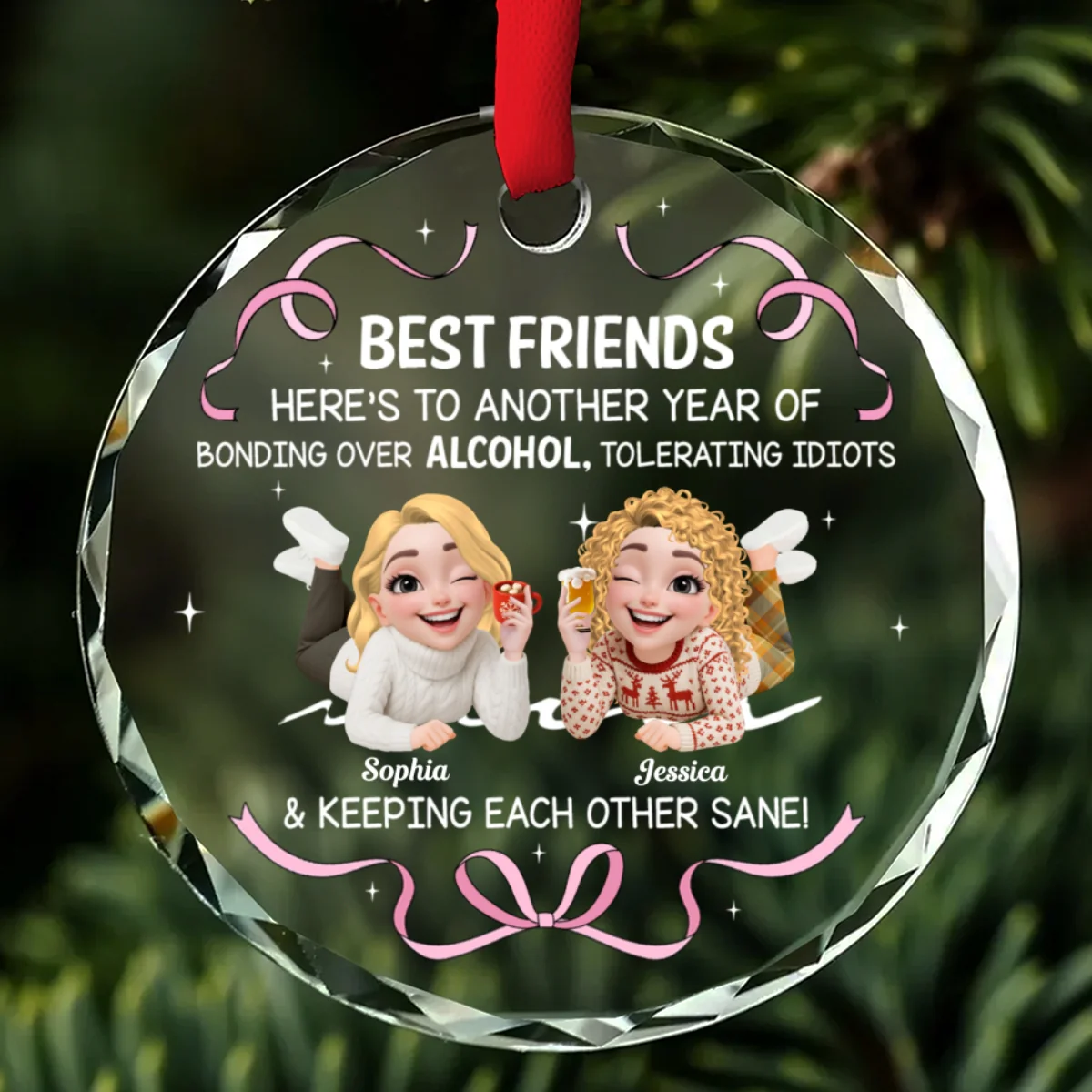 Hotter With Every Hangover - Personalized Custom Glass Ornament - Image 6