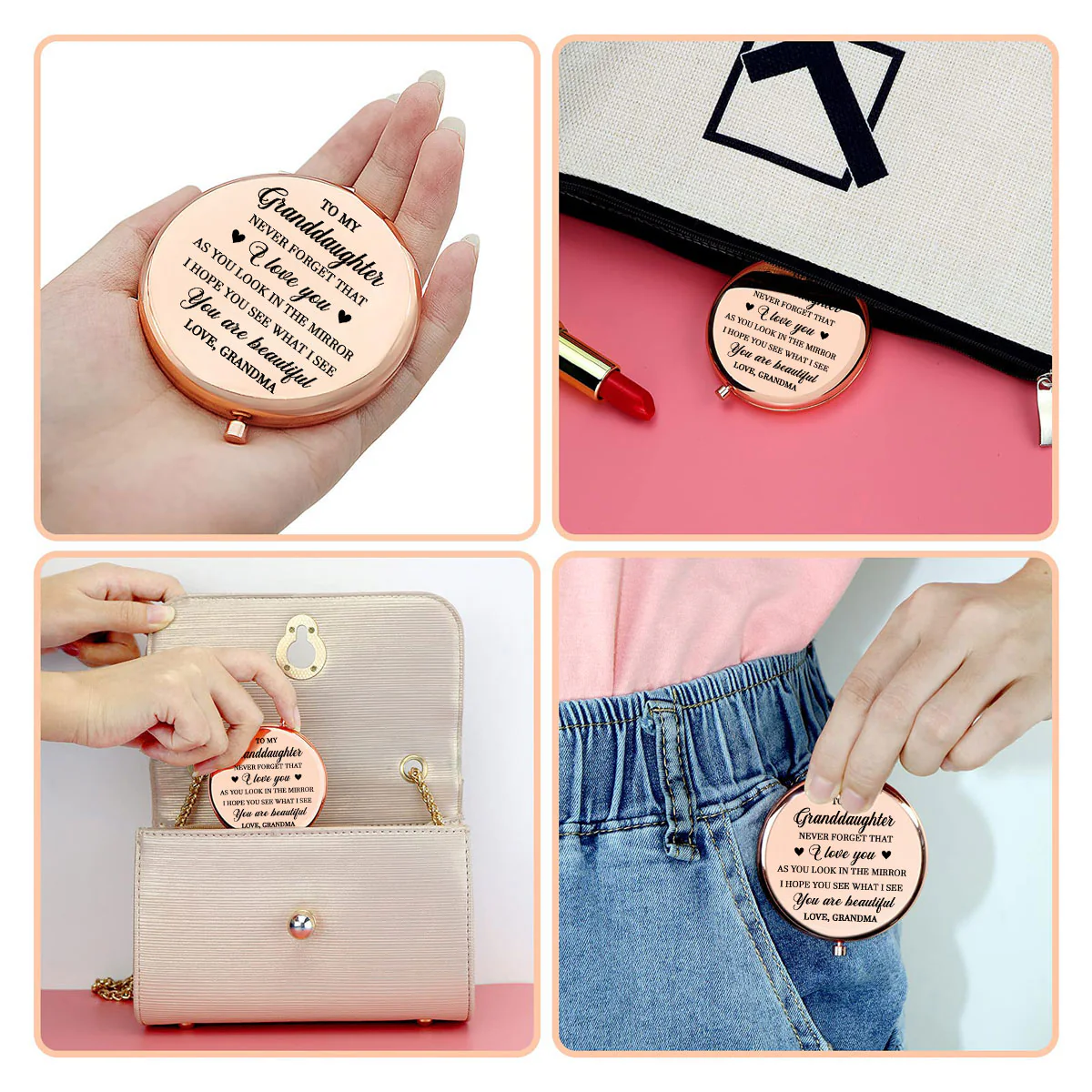 How Beautiful My Granddaughter Is - Personalized Custom 3D Effect Compact Mirror - Image 2