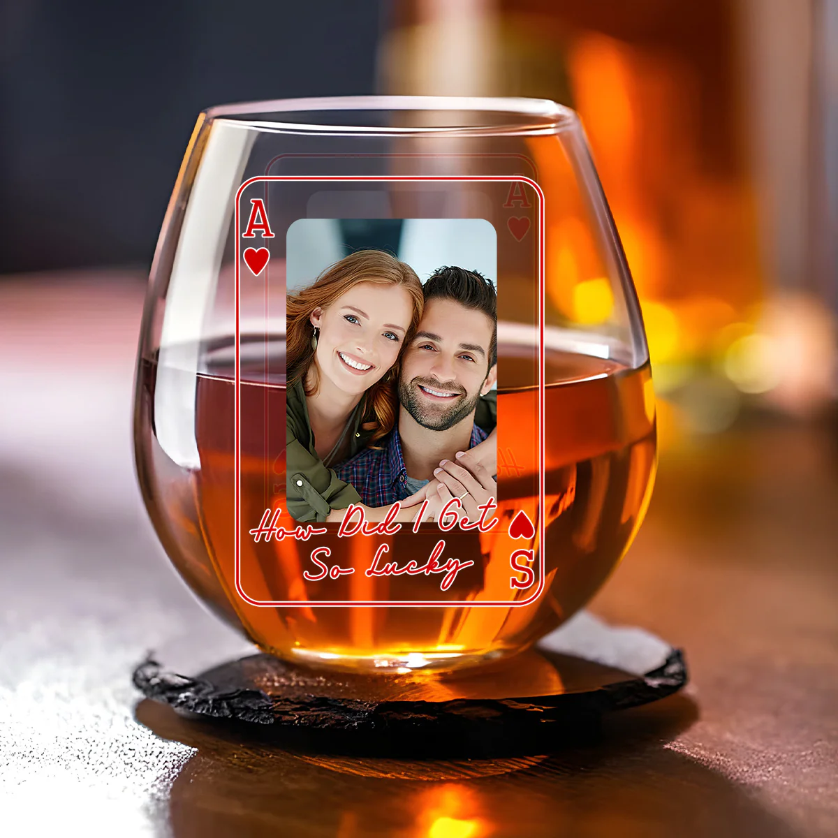 How Did I Get So Lucky - Personalized Custom Wine Glass