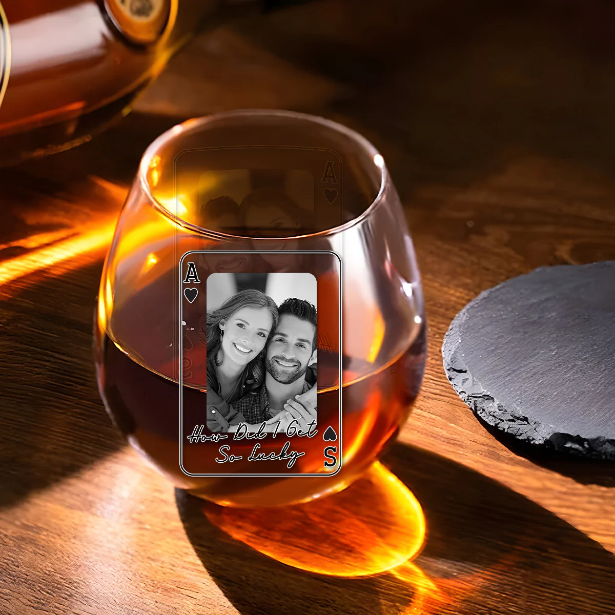 How Did I Get So Lucky - Personalized Custom Wine Glass - Image 2