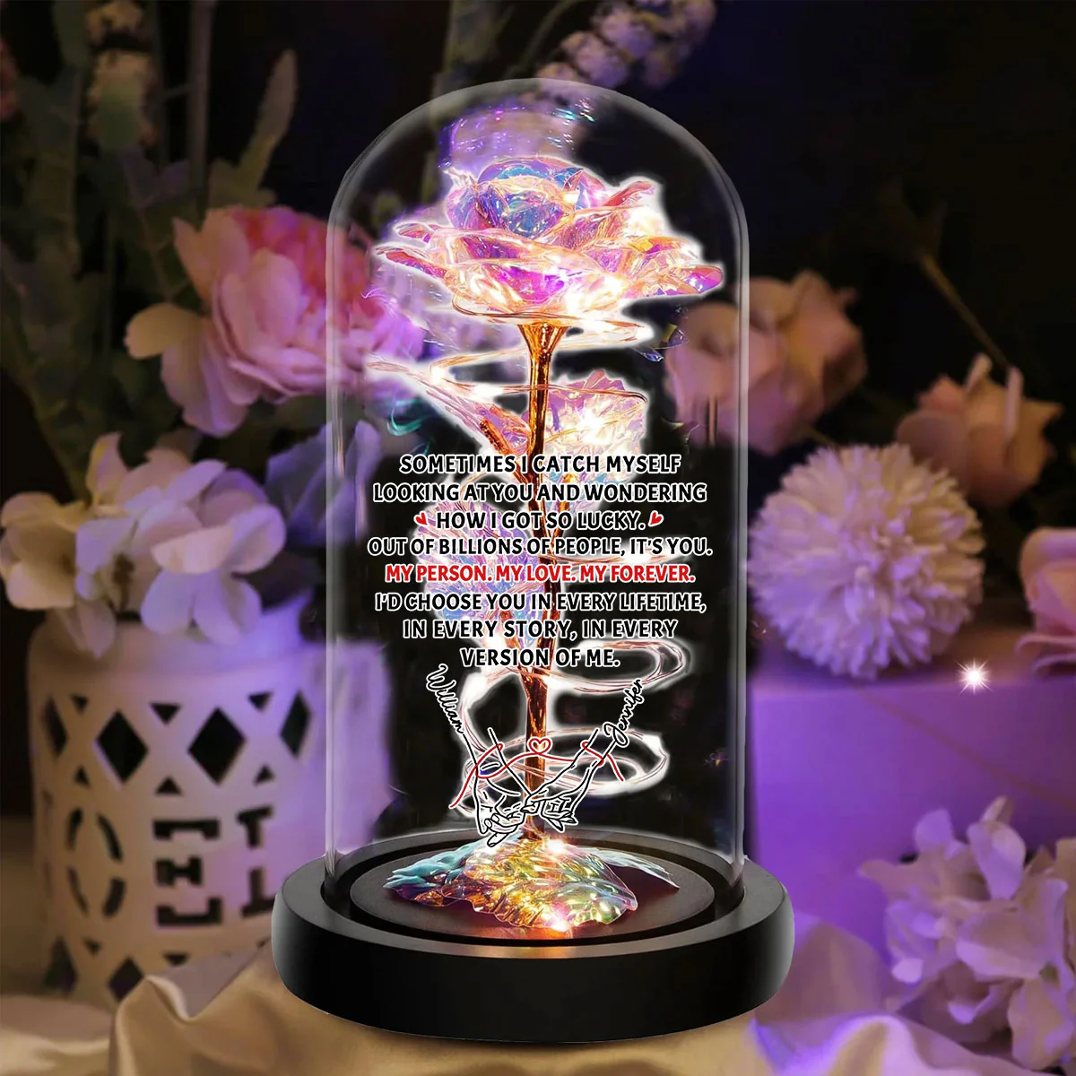 How Lucky I Am - Personalized Custom Sparkly Rose