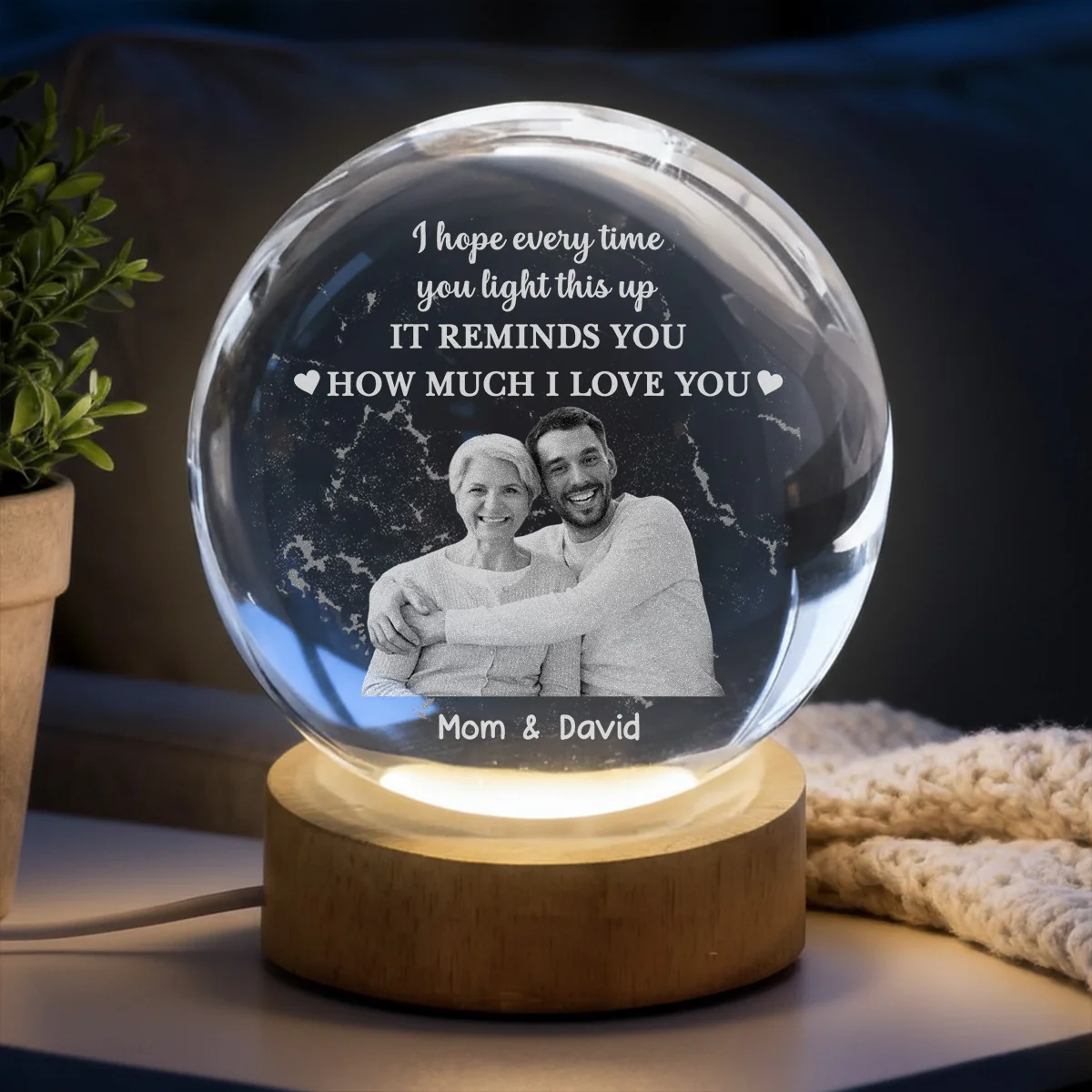 How Much I Love You - Personalized Custom Crystal Globe Lamp - Image 2