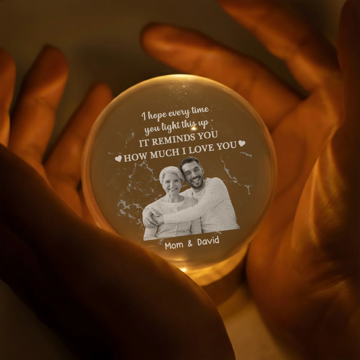How Much I Love You - Personalized Custom Crystal Globe Lamp - Image 3