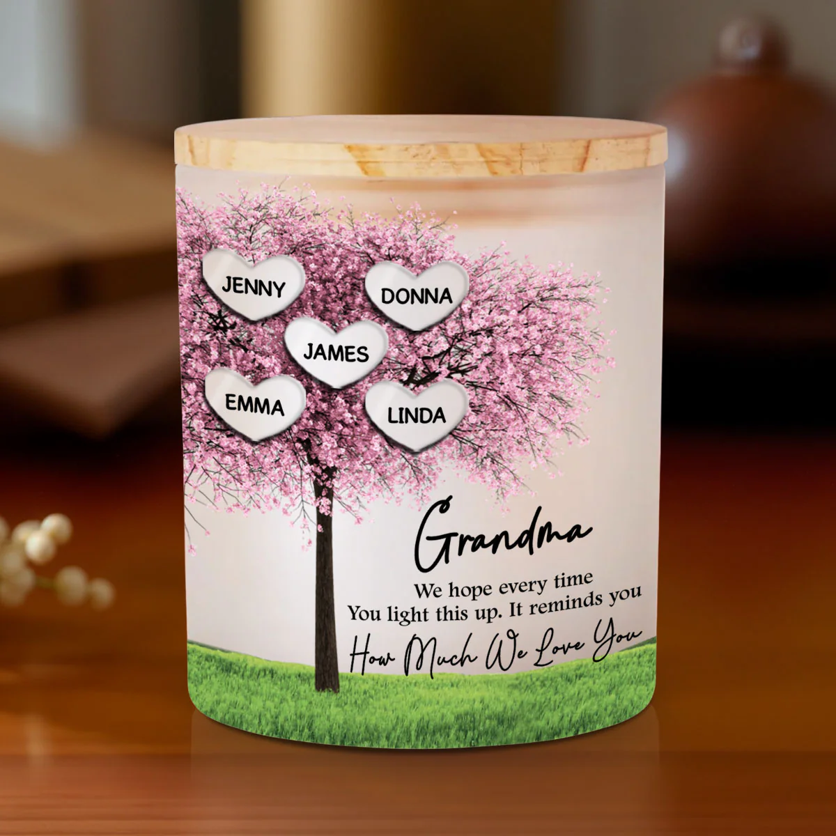 How Much We Love You - Personalized Custom Glass Jar With LED Candle - Image 2